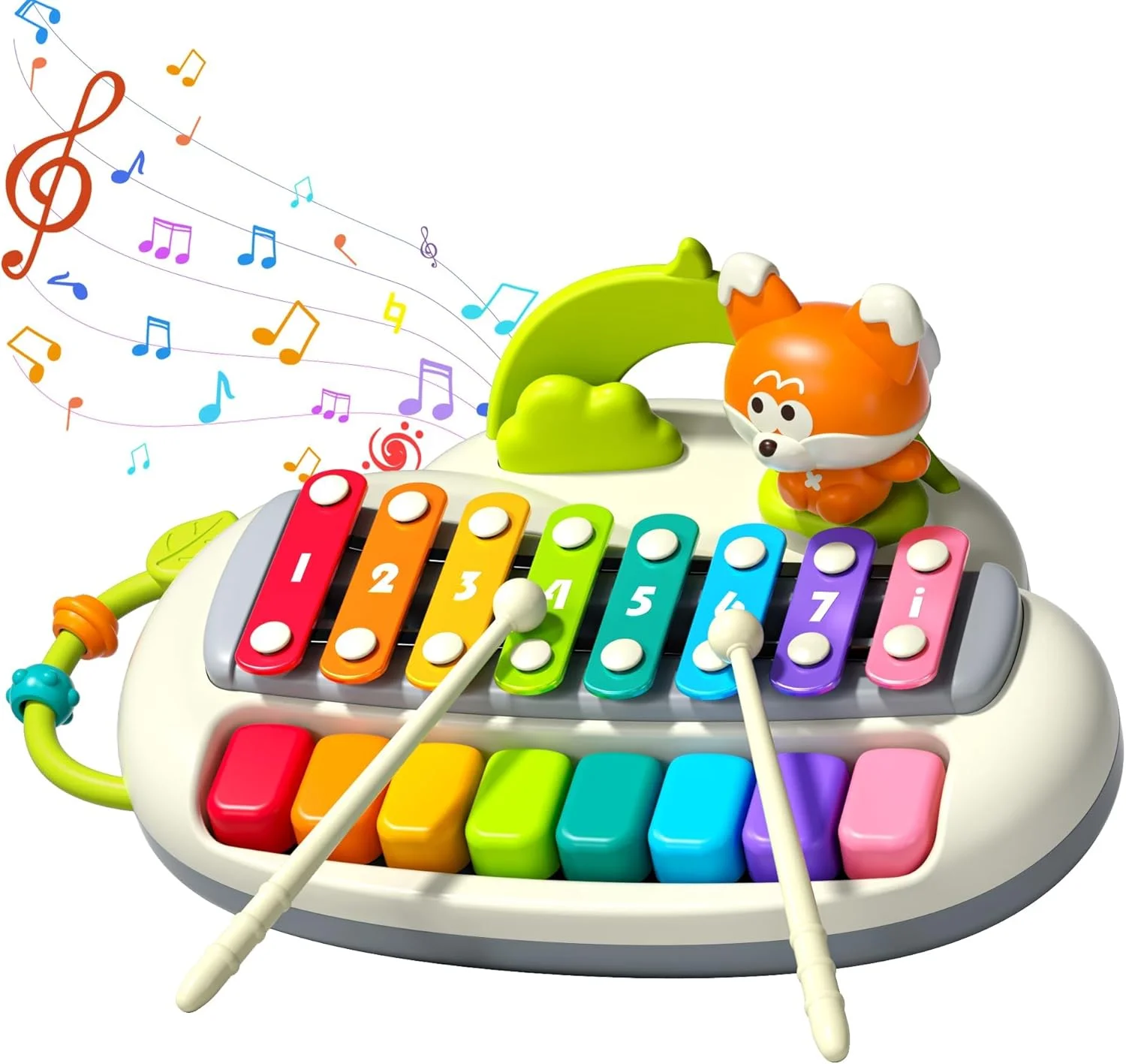 پیانو و زیلوفون 2 در 1 برای کودکان نوپا، پیانو صفحه کلید 8 کلیدی چند رنگ، اسباب بازی های حسی کوبه ای میز موسیقی، اسباب بازی آلات موسیقی آموزشی برای نوزادان دختر و پسر