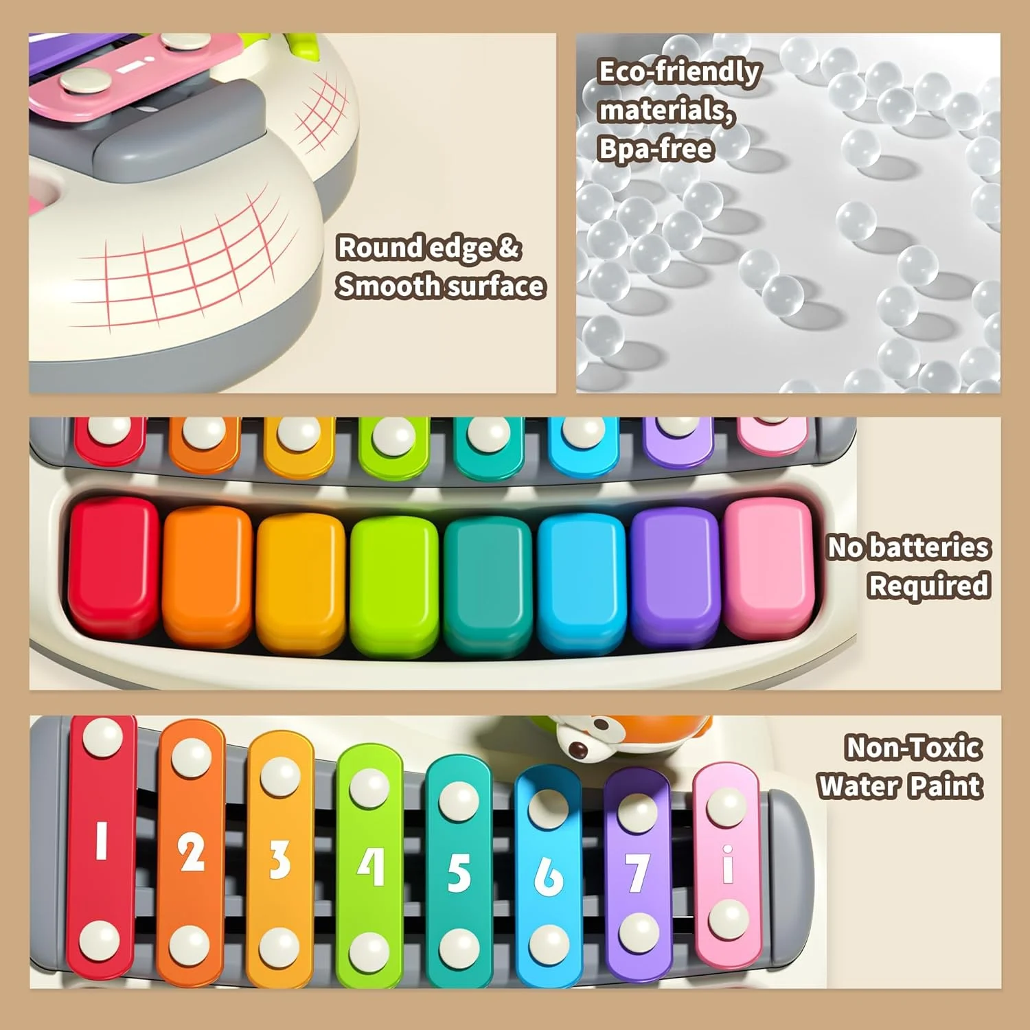 پیانو و زیلوفون 2 در 1 برای کودکان نوپا، پیانو صفحه کلید 8 کلیدی چند رنگ، اسباب بازی های حسی کوبه ای میز موسیقی، اسباب بازی آلات موسیقی آموزشی برای نوزادان دختر و پسر