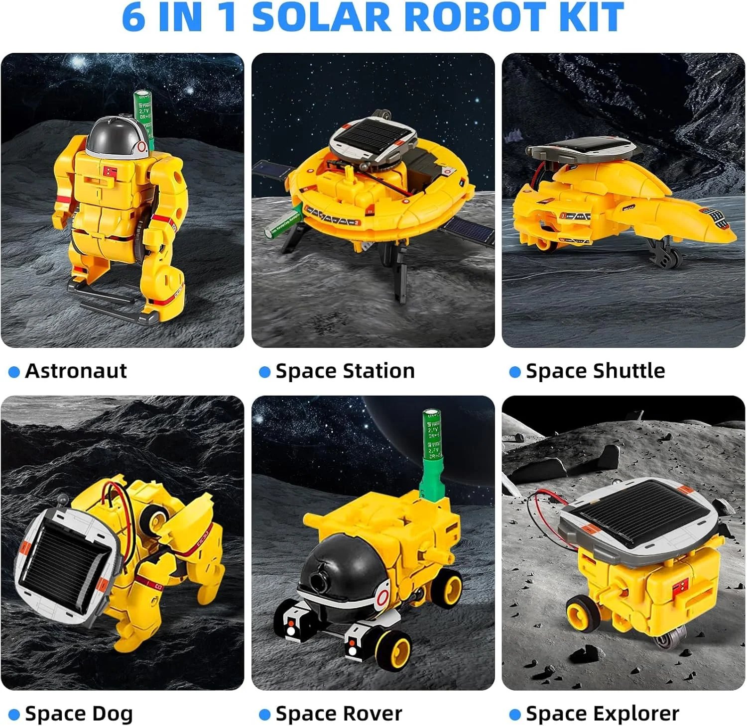 اسباب بازی ربات خورشیدی NALACAL مدل 6 در 1، کیت های علمی آموزشی STEM برای کودکان 8، 9 و 10 ساله، کیت رباتیک فضایی ساختنی، مکانیک علم و بازی، هدیه تولد برای پسران 11، 12، 13 و 14 ساله