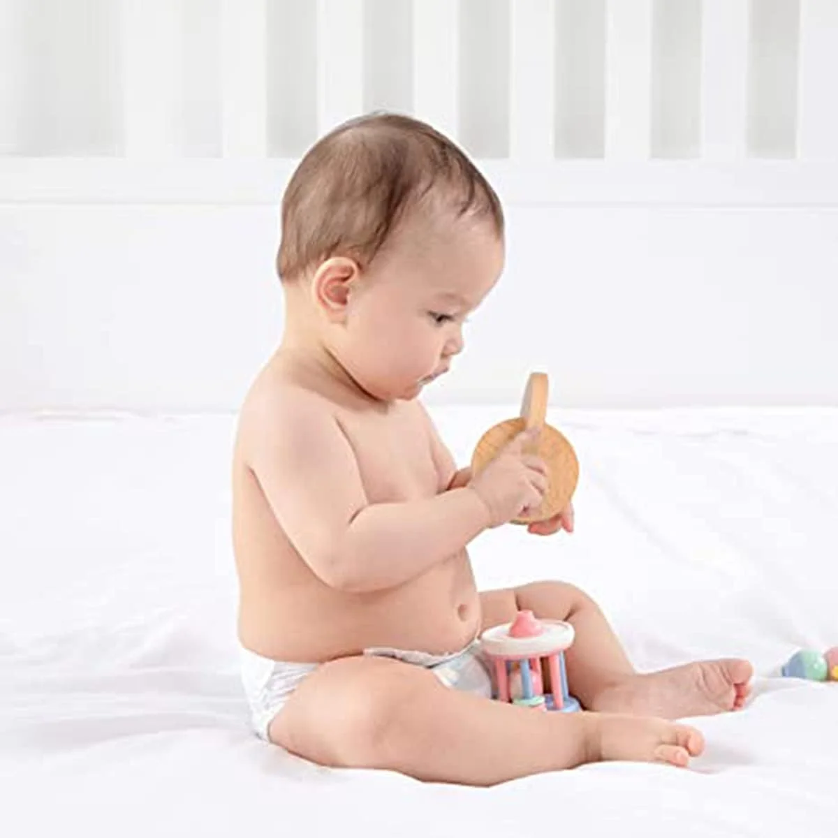 دیسک‌های چوبی حسی در هم قفل شونده سازگار با محیط زیست برای کودکان نوپا - اسباب بازی‌های آموزشی ارگانیک غیر سمی برای بازی ایمن و سرگرم کننده