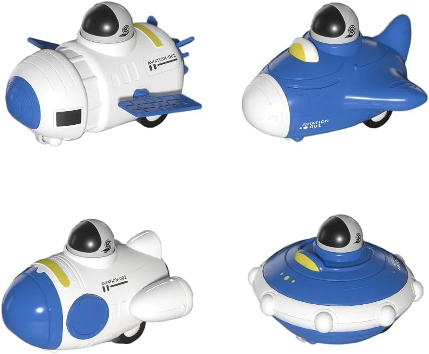 مجموعه 4 عددی اسباب بازی ماشین فضایی فشاری NALACAL برای کودکان نوپا، مجموعه اسباب بازی ماشین اینرسی، ماشین های عقب کش، مجموعه بازی با تم فضایی با فضانوردان، اسباب بازی موشک فضایی برای کودکان 3 سال به بالا