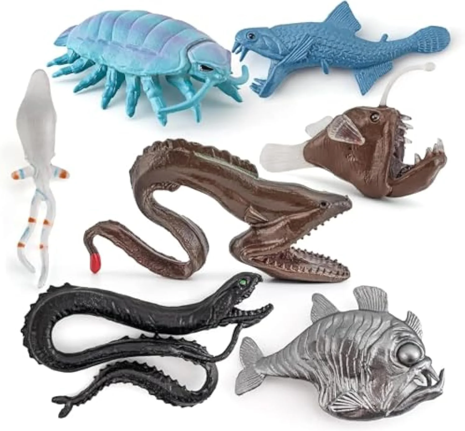 مجموعه 7 عددی فیگورهای موجودات اعماق دریا - مدل های واقعی حیوانات دریایی ماقبل تاریخ برای استفاده آموزشی و تزئینی