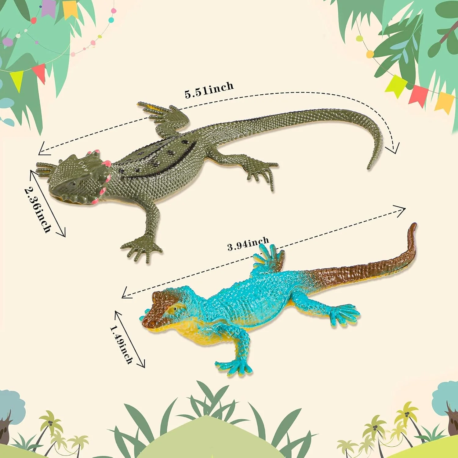 ست 18 عددی اسباب بازی مارمولک پلاستیکی، مدل های مصنوعی رنگارنگ مارمولک خزندگان برای نوجوانان، بزرگسالان، دکوری، اسباب بازی های آموزشی، تزئینات مهمانی هالووین (چند رنگ)