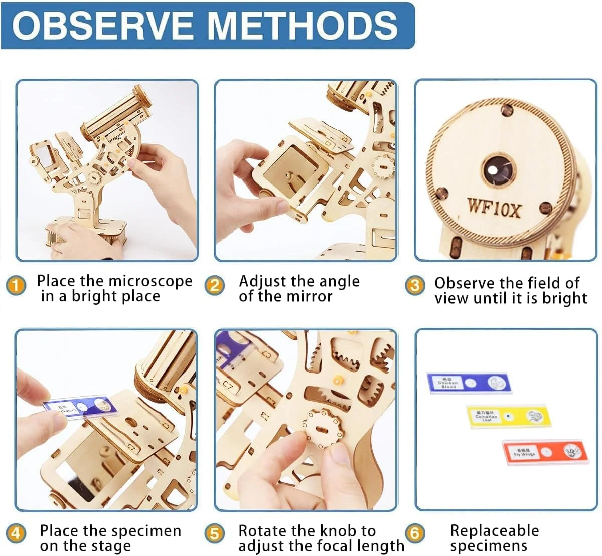 کیت ساخت پازل چوبی سه بعدی NALACAL، کیت کاردستی آموزشی و فکری، کیت مدل سازی، هدیه علمی پازل چوبی برای کریسمس و تولد پسران و دختران بزرگسال (میکروسکوپ)