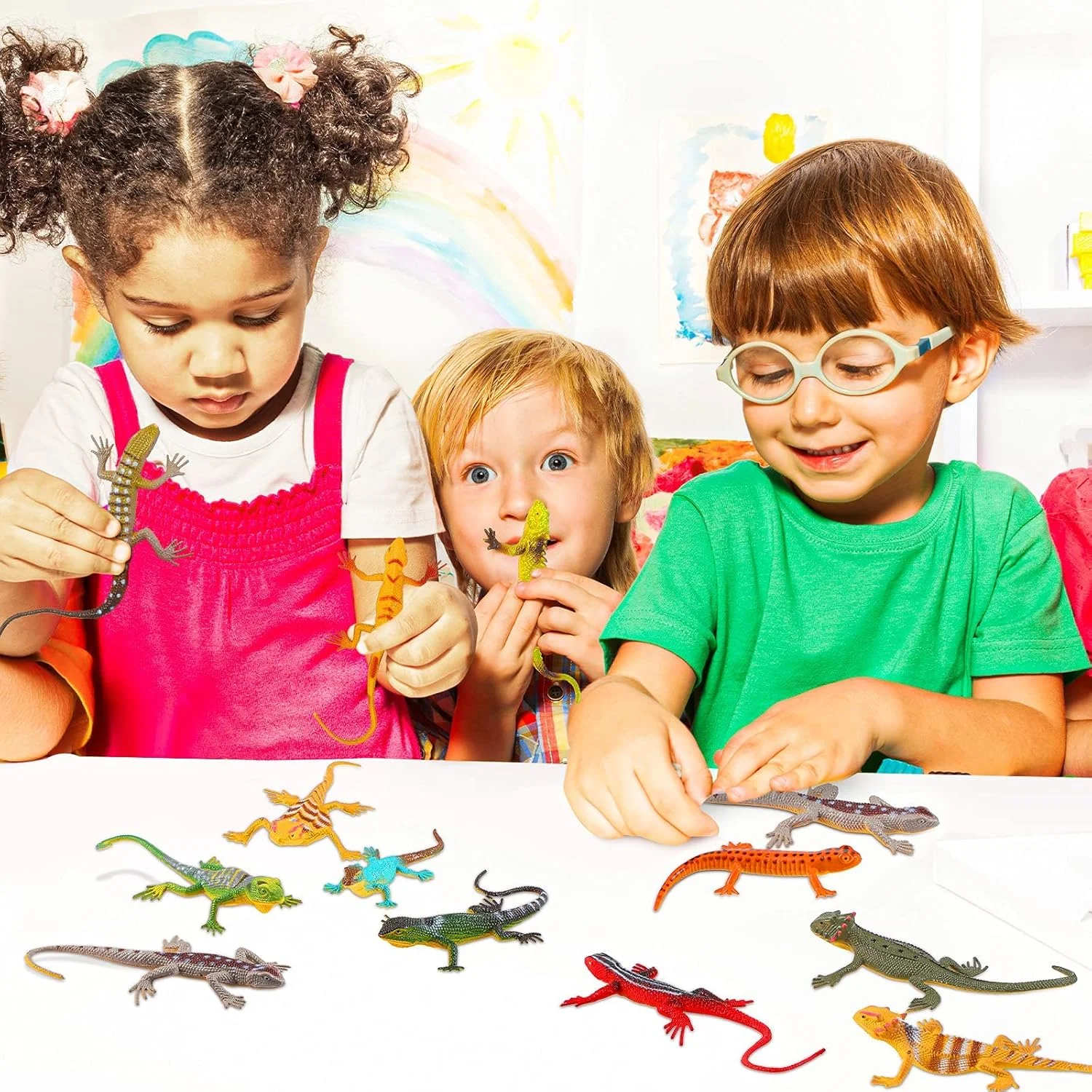 ست 18 عددی اسباب بازی مارمولک پلاستیکی، مدل های مصنوعی رنگارنگ مارمولک خزندگان برای نوجوانان، بزرگسالان، دکوری، اسباب بازی های آموزشی، تزئینات مهمانی هالووین (چند رنگ)