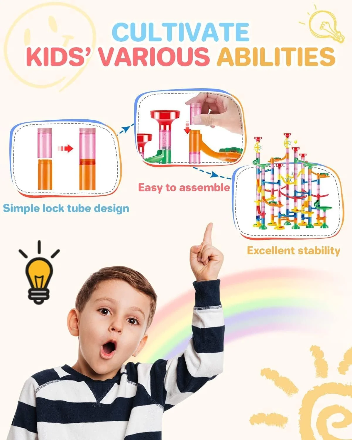 مجموعه مسیر توپ NALACAL، بلوک های ساختمانی، اسباب بازی های ساختمانی، اسباب بازی آموزشی بلوک های ساختمانی برای کودکان پسر یا دختر، 133 قطعه