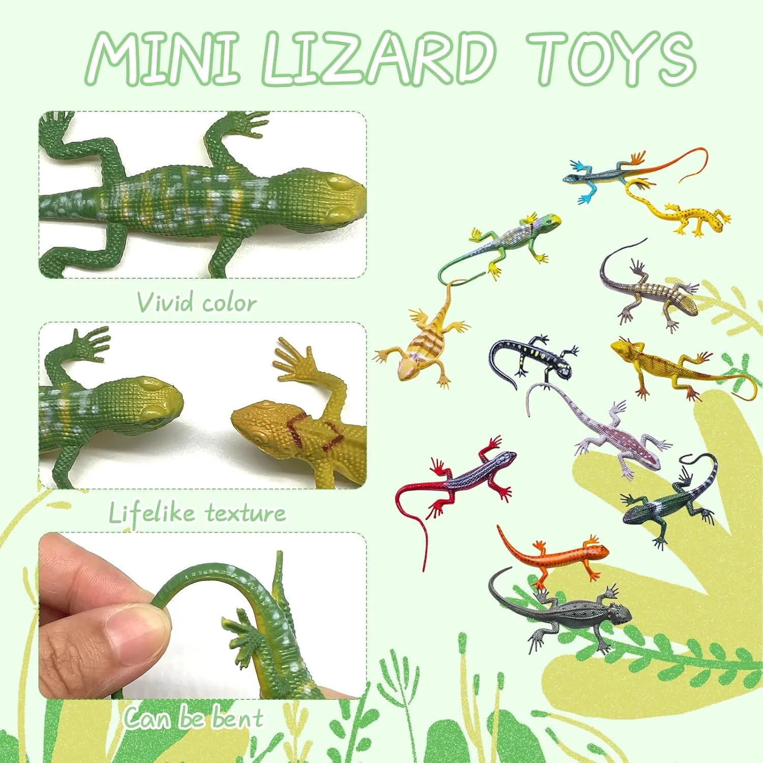 18 عدد اسباب بازی مارمولک پلاستیکی، مدل های مصنوعی و رنگارنگ مارمولک خزندگان برای نوجوانان، بزرگسالان، دکوری، اسباب بازی های آموزشی، تزئینات مهمانی هالووین (مشکی)