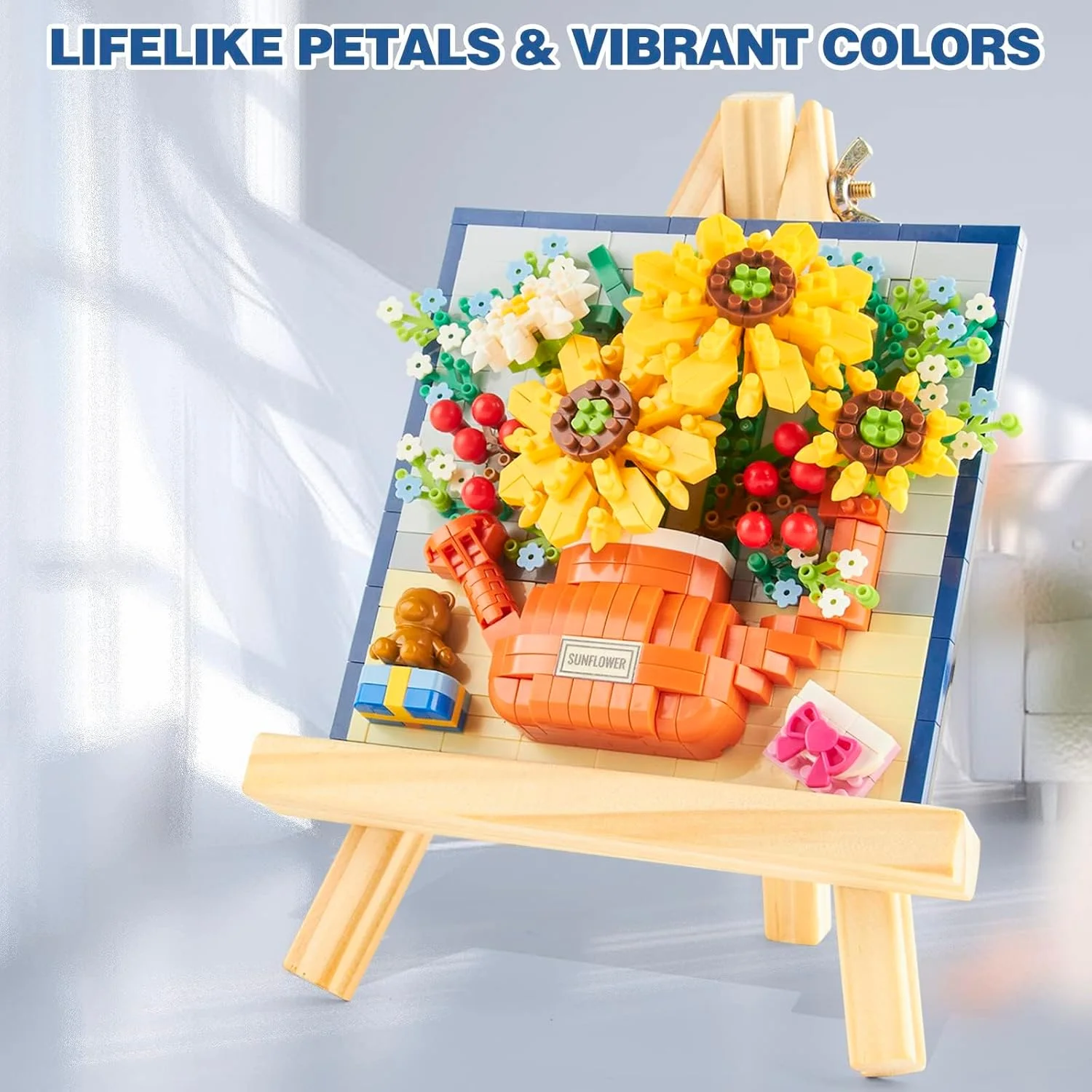 مجموعه ساختنی گل آفتابگردان NALACAL، اسباب بازی های بلوک ساختمانی گل STEM برای بزرگسالان و کودکان، 733 قطعه گل های گیاه شناسی دسته گل برای دکوراسیون DIY خانه، هدایای تولد آموزشی