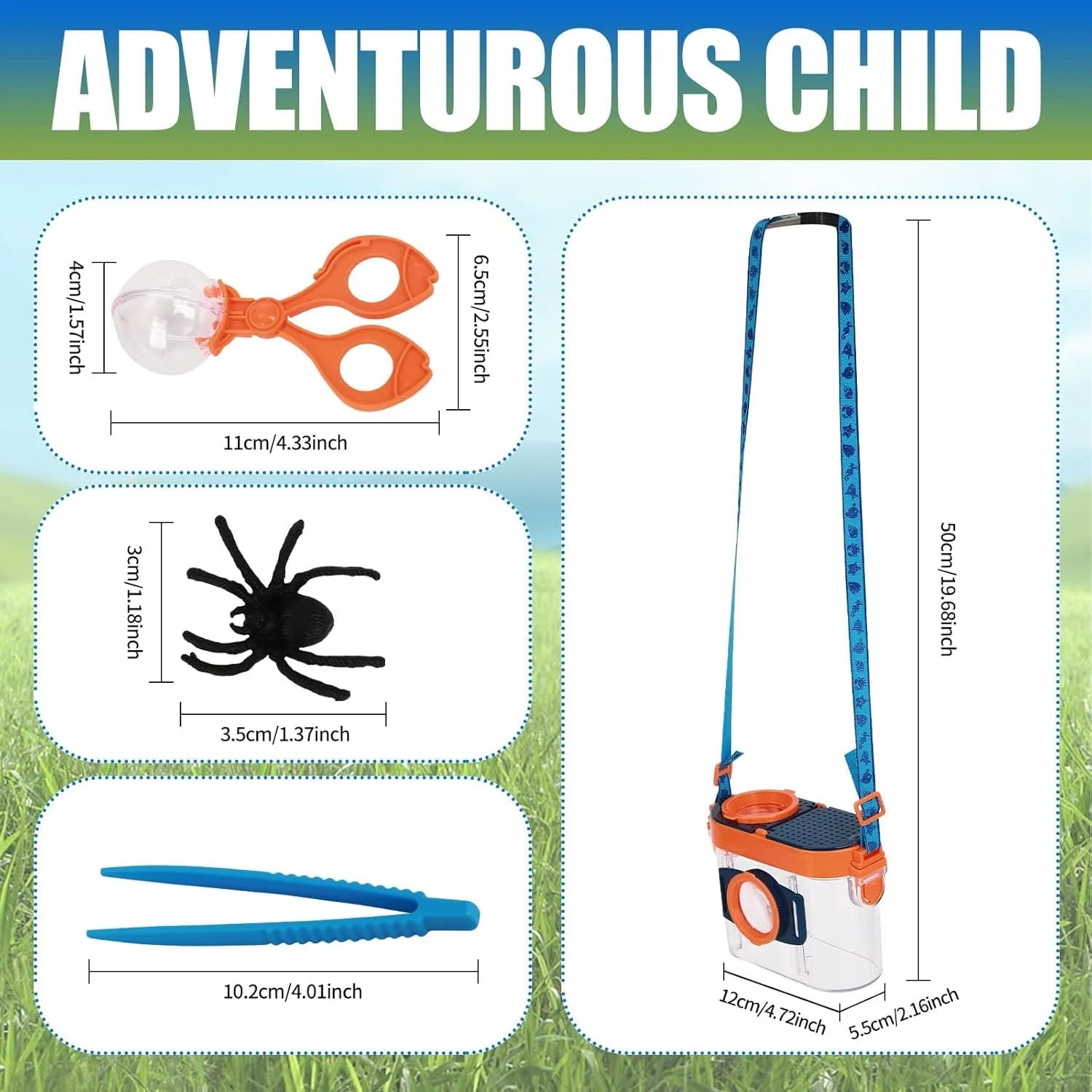 مجموعه 5 عددی کاوشگر فضای باز، مجموعه کاوش در فضای باز، مجموعه ماجراجویی، مجموعه حشره گیر، مجموعه آموزشی فضای باز، جعبه مشاهده حشرات، موچین، حشره گیر کروی، بند