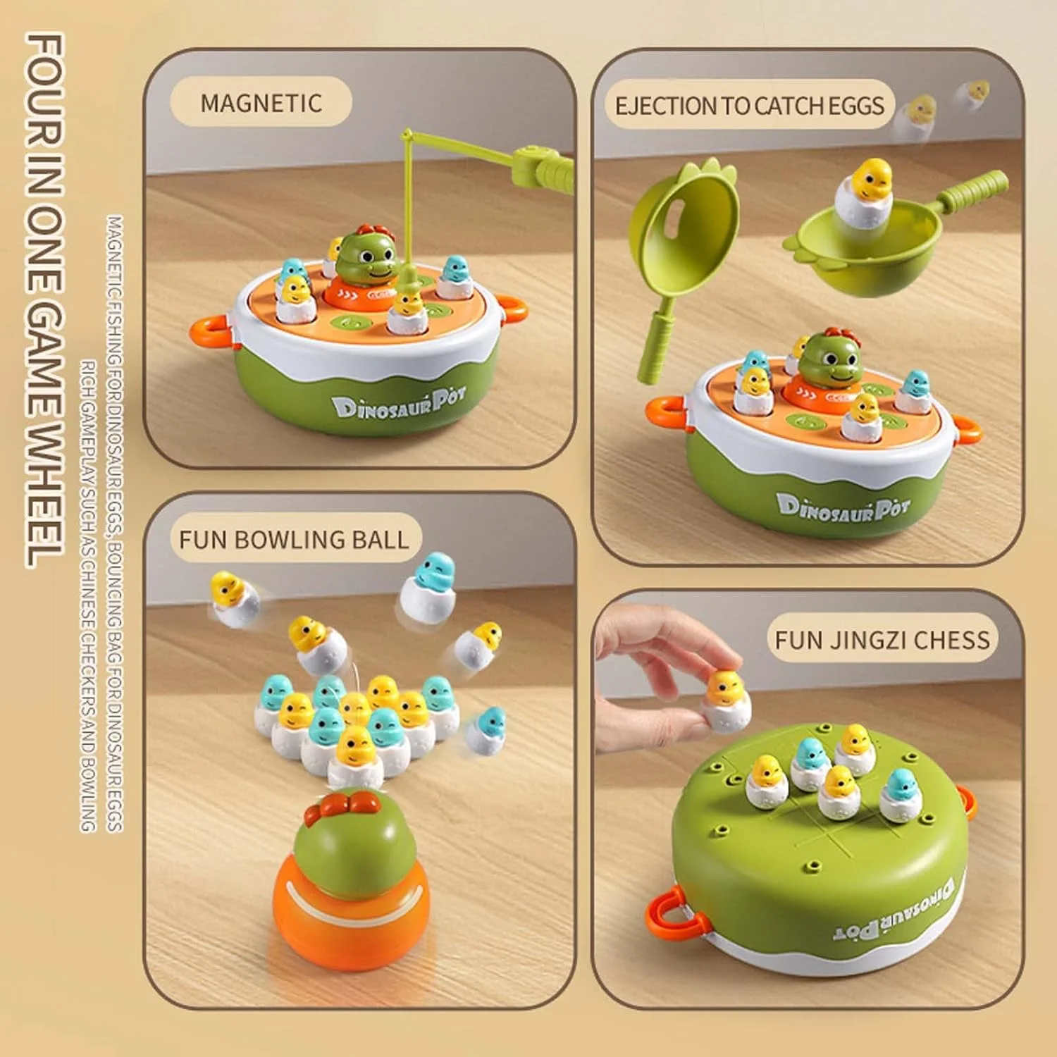 مجموعه اسباب بازی چند منظوره دایناسور NALACAL - آموزشی و سرگرم کننده! ماهیگیری، گرفتن دایناسورهای جهنده و بولینگ دایناسور - برای کودکانی که عاشق دایناسورها هستند