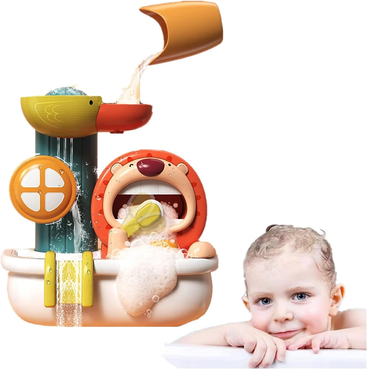 اسباب بازی حمام کودک NALACAL، دستگاه حباب ساز شیر، اسباب بازی آبی وان حمام کودک نوپا، اسباب بازی آبی وان حمام آموزشی فیزیک سرگرم کننده و ساده برای پسران و دختران 1، 2، 3+ ساله