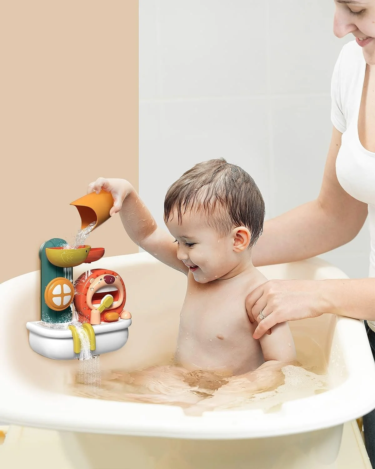 اسباب بازی حمام کودک NALACAL، دستگاه حباب ساز شیر، اسباب بازی آبی وان حمام کودک نوپا، اسباب بازی آبی وان حمام آموزشی فیزیک سرگرم کننده و ساده برای پسران و دختران 1، 2، 3+ ساله