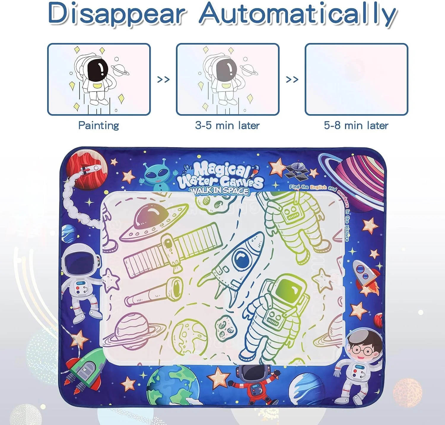 پد نقاشی جادویی آبی NALACAL، اسباب بازی پد نقاشی آبرنگی کودکان، 101 در 81 سانتی متر، پد بزرگ نقاشی و نوشتن برای کودکان نوپا، اسباب بازی آموزشی رنگ آمیزی، غیر سمی برای دختران و پسران 2 تا 8 ساله