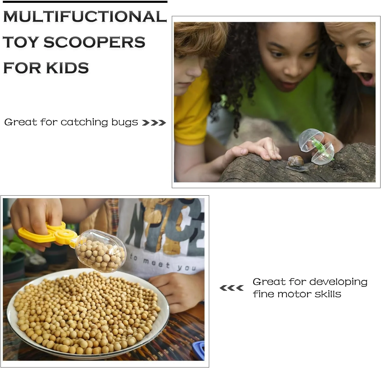 اسکوپ های حشره گیر NALACAL برای کودکان، 4 عدد اسکوپ دستی حشره گیر برای مجموعه چند منظوره، اسباب بازی های اکتشافی طبیعت در فضای باز برای کودکان 3 سال به بالا