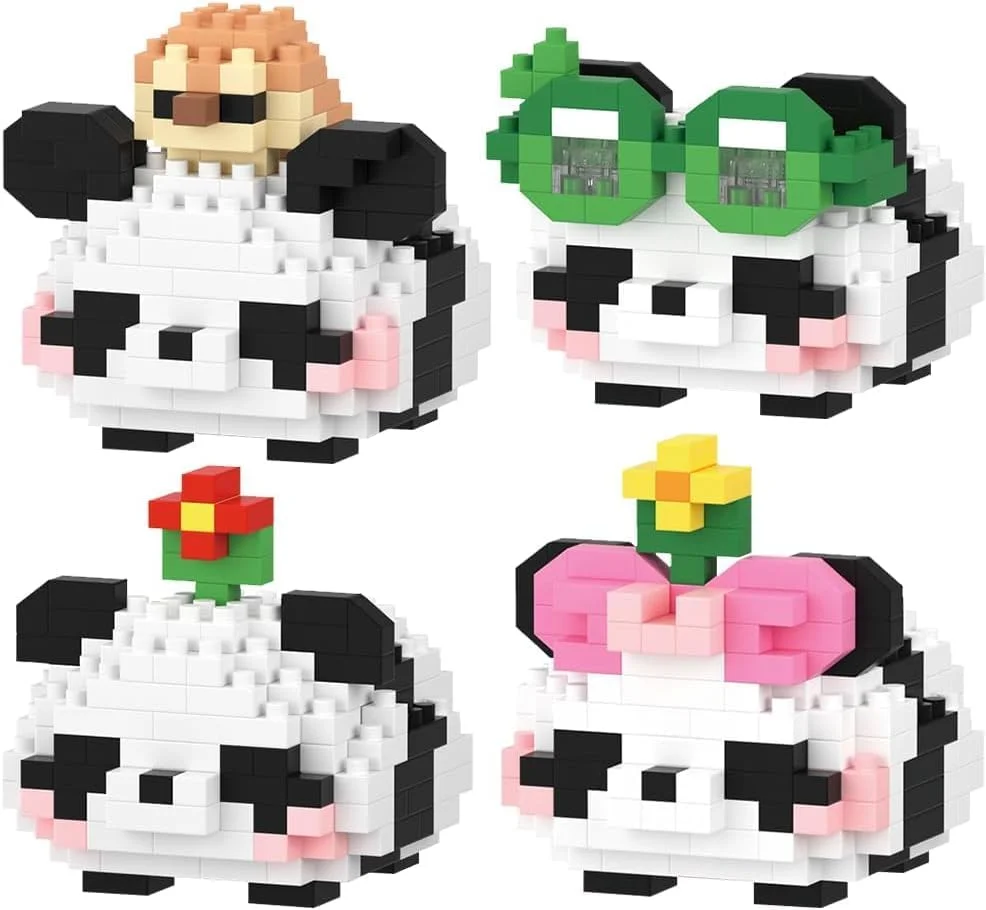 ۴ عدد مینی بلوک ساختنی پاندا، بلوک های ساختنی حیوانات، آجرهای پاندا، مدل ساختنی، آجرهای اسباب بازی مینیاتوری، هدیه برای تولد کودکان و کریسمس