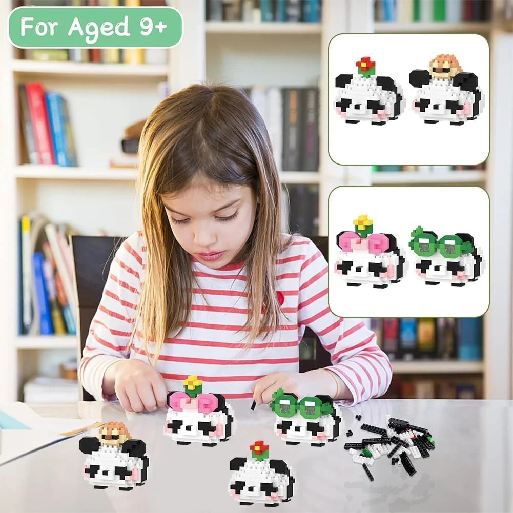 ۴ عدد مینی بلوک ساختنی پاندا، بلوک های ساختنی حیوانات، آجرهای پاندا، مدل ساختنی، آجرهای اسباب بازی مینیاتوری، هدیه برای تولد کودکان و کریسمس