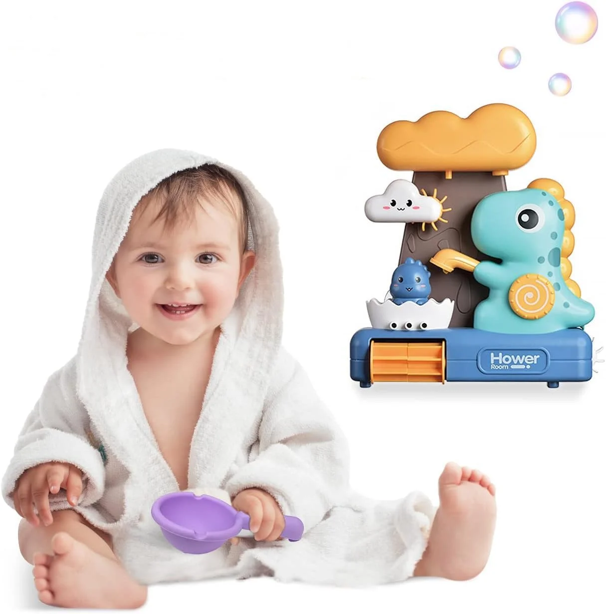اسباب بازی حمام کودک NALACAL، اسباب بازی های حمام دایناسور زیبا ایستگاه آبشار دوش با فنجان، اسباب بازی های حمام دایناسور برای دیوار وان حمام و دوش حمام استخر شنا اسباب بازی آبپاش فضای باز