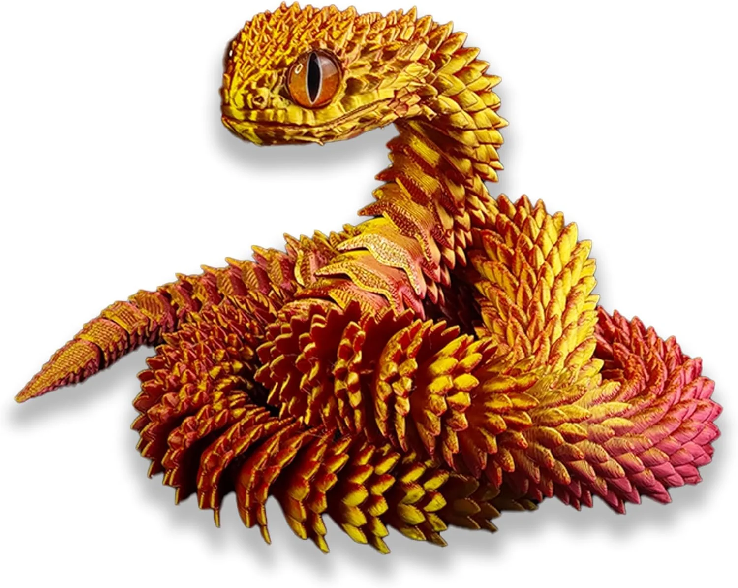 حیوانات چاپ سه بعدی - افعی مار، مار مفصلی چاپ سه بعدی، مدل تزئینی حیوانات چاپ سه بعدی، اسباب بازی خلاقانه خنده دار، هدیه جشنواره برای دوستان (قرمز طلایی)