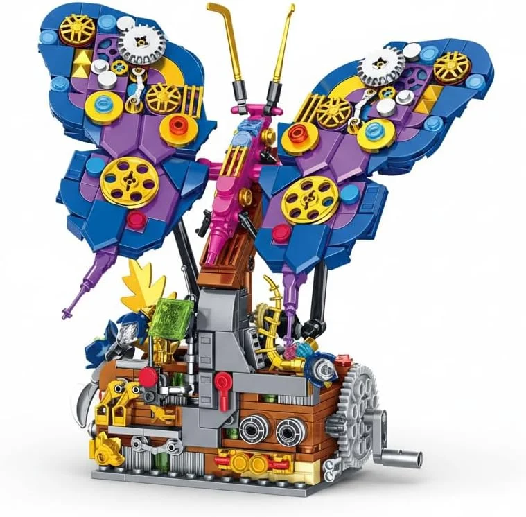 اسباب بازی ست بلوک ساخت پروانه استیم‌پانک، مدل کیت آجرهای حیوانات بال زننده اتصال مکانیکی خلاقانه، هدایای مجموعه مدل اسباب بازی کلاسیک، هدیه دکور خانه برای کودکان و بزرگسالان (594 قطعه)