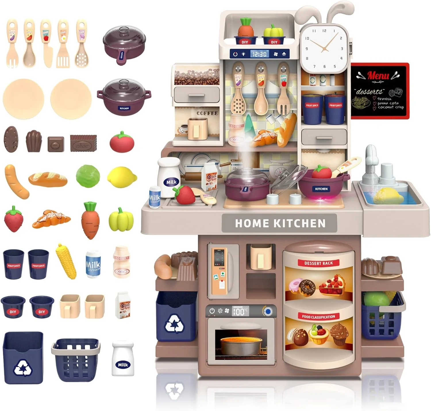 ست آشپزخانه کوچک، آشپزخانه اسباب بازی نقش آفرینی کودکان، خانه عروسکی آشپزخانه، اسباب بازی بخار واقعی، اسباب بازی آب چرخشی، ست آشپزی خیالی، ست آشپزخانه تعاملی، بازی نقش آفرینی برای کودکان، هدیه برای دختران