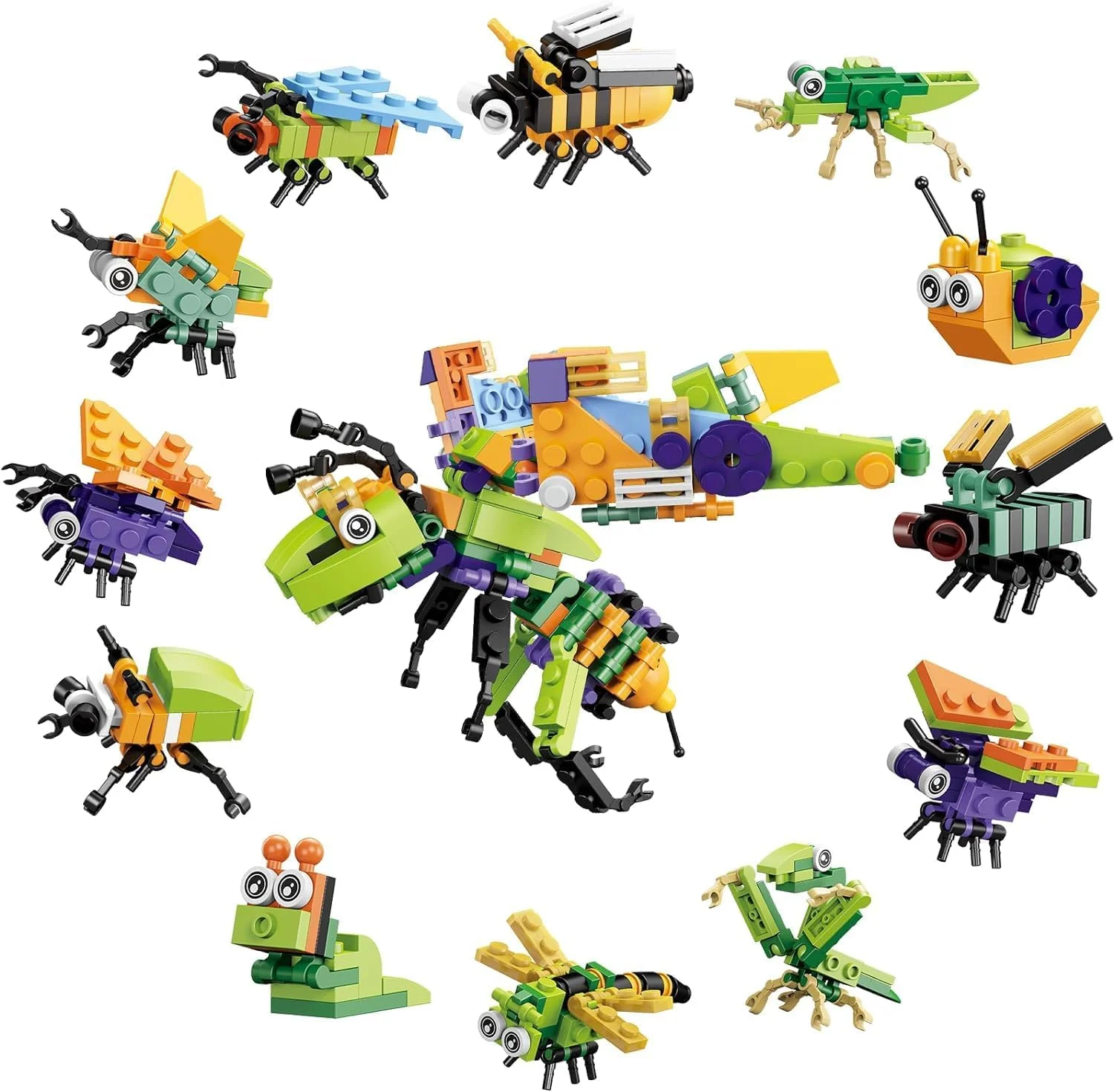 مجموعه 12 عددی بلوک های ساختنی حیوانات، اسباب بازی حشرات، هدیه جشن برای کودکان، اسباب بازی مینی حشرات حیوانات برای کودکان، پرکننده کیسه های هدیه، هدیه تولد، جوایز، برای پسران دختران (12 عددی)