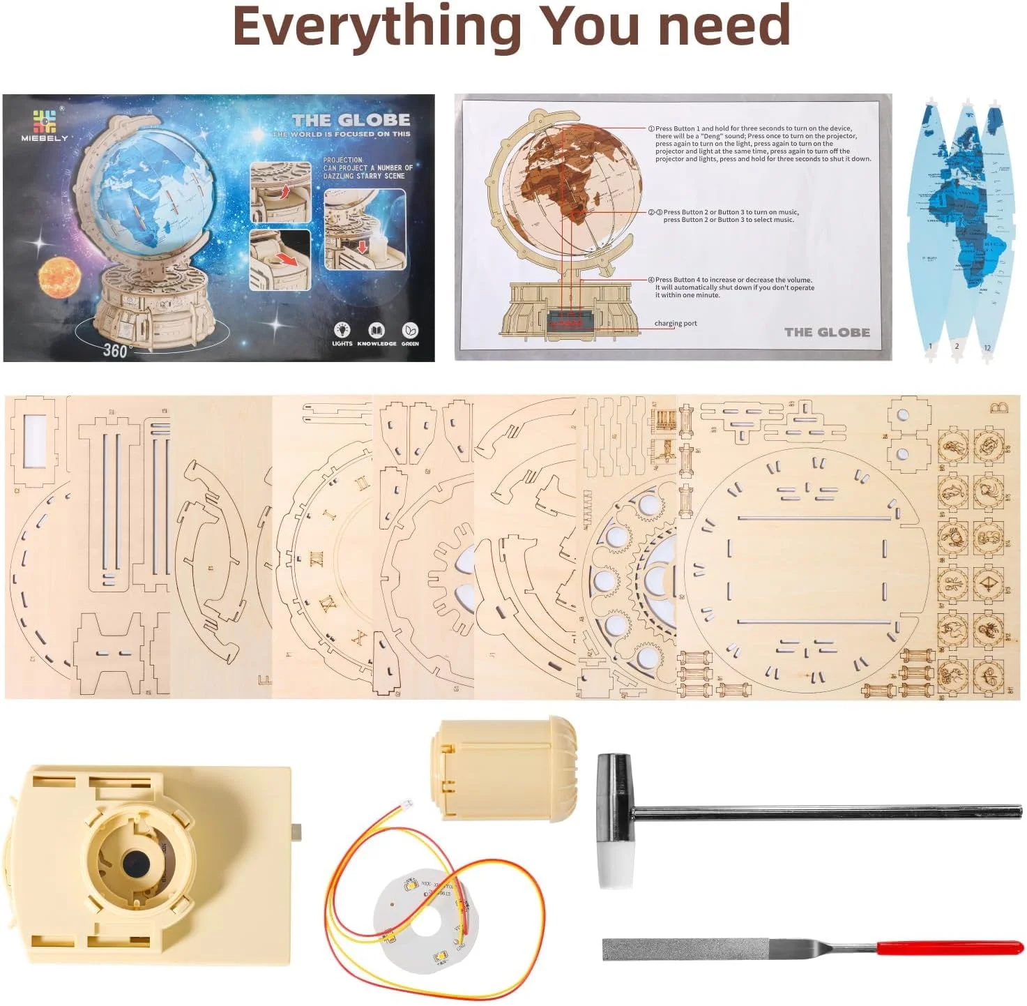 پازل چوبی سه بعدی NALACAL برای بزرگسالان، جعبه موسیقی کره زمین روشن شونده با شارژ USB، مدل چوبی LED DIY با پروژکتور فضایی، اسباب بازی های STEM برای دکور میز کودکان برای پسران/دختران 8 سال به بالا پازل چوبی سه بعدی NALACAL برای بزرگسالان، جعبه موسیقی کره زمین روشن شونده با شارژ USB، مدل چوبی LED DIY با پروژکتور فضایی، اسباب بازی های STEM برای دکور میز کودکان برای پسران/دختران 8 سال به بالا