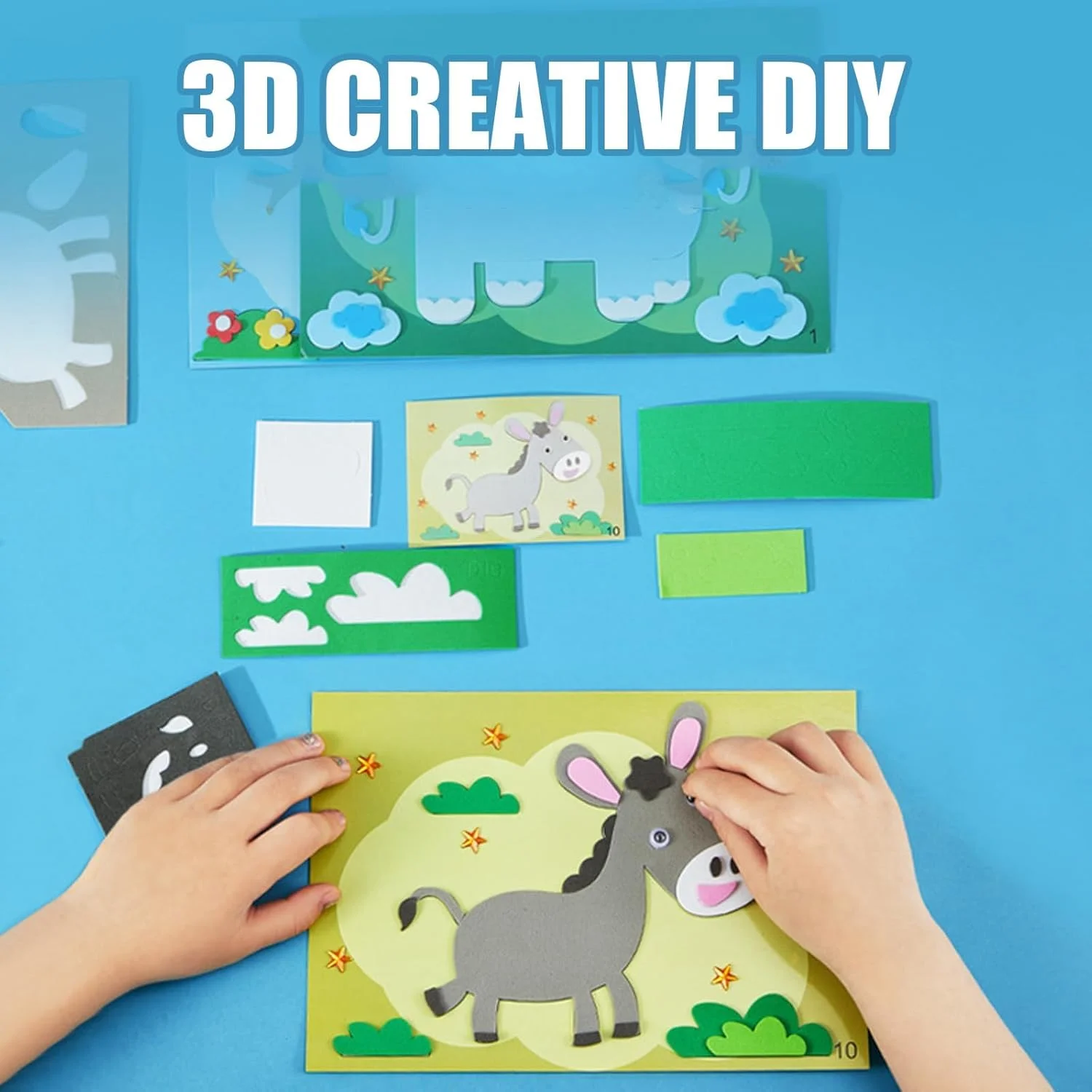 مجموعه 12 عددی ساخت کاردستی حیوانات سه بعدی NALACAL برای کودکان، استیکرهای فوم EVA خلاقانه برای کودکان، استیکرهای فومی حیوانات سه بعدی برای ساخت کاردستی، پازل اسباب بازی کارتونی