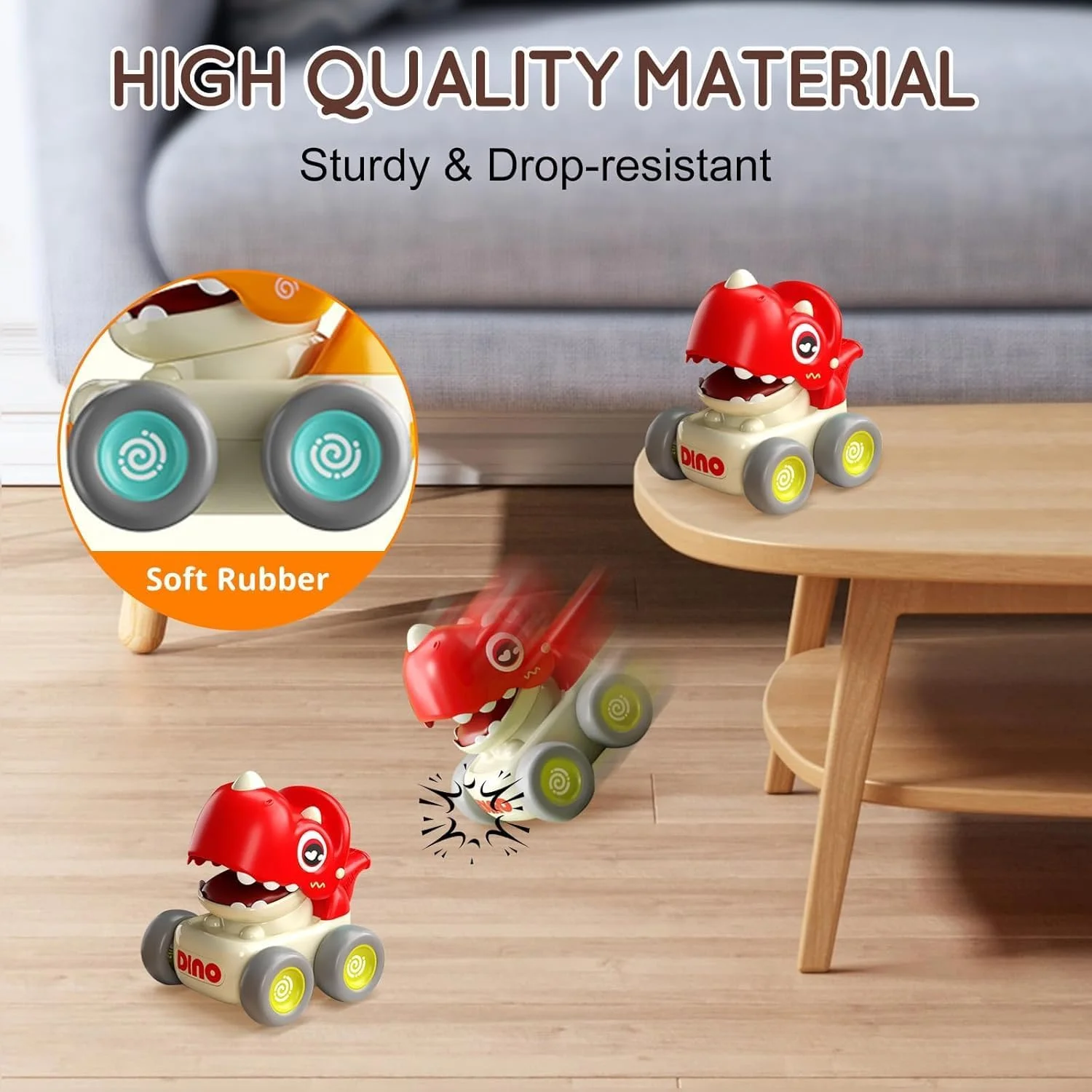 اسباب بازی ماشین فشاری کودک NALACAL، ماشین های مسابقه ای دایناسوری برای کودکان نوپا 1-3 ساله، مجموعه وسایل نقلیه بازی نوزاد با سوت، اسباب بازی های ماشین اصطکاکی فشاری کودک، هدیه تولد برای پسران و دختران 1 و 2 ساله