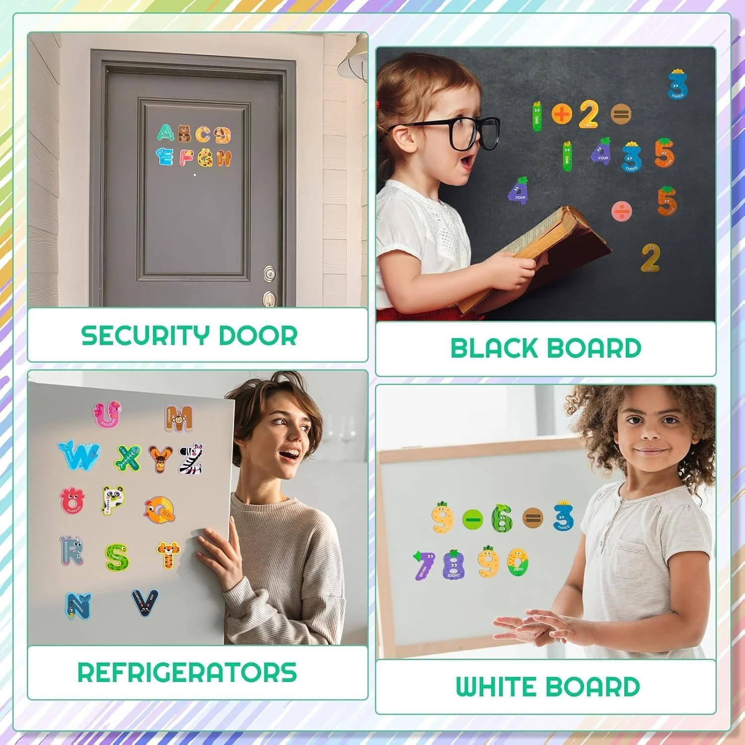 مجموعه حروف و اعداد الفبای مغناطیسی، آهنرباهای آموزشی یخچال برای کودکان، بازی های ساخت کلمه و املا برای کودکان نوپا، ابزار یادگیری آموزشی با حروف بزرگ ABC (56 تکه، غیر سمی)