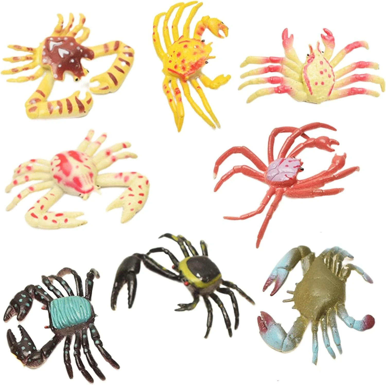 مجموعه ۸ عددی اسباب بازی خرچنگ مصنوعی واقعی، اسباب بازی حیوانات دریایی برای کودکان، اسباب بازی های آموزشی کوچک، مناسب برای حمام نوزاد و آموزش کودکان