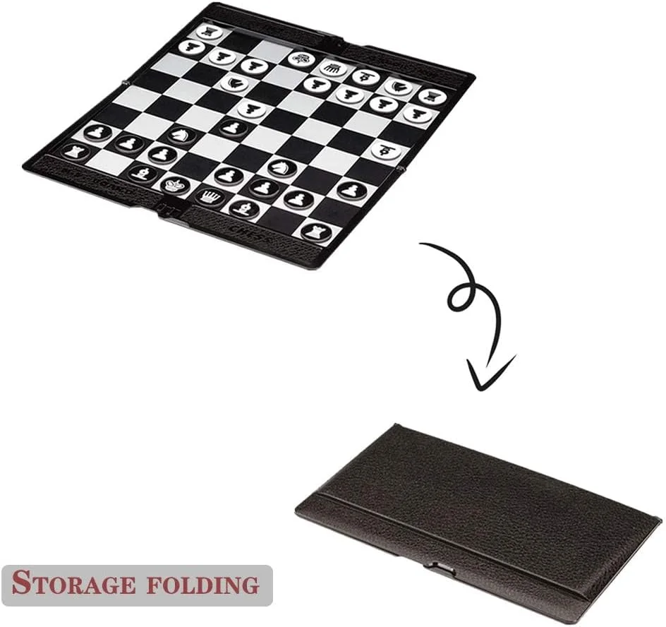 مجموعه شطرنج مغناطیسی کوچک (7.9 اینچی)، صفحه شطرنج تاشو مسافرتی برای کودکان و بزرگسالان، کیت شطرنج قابل حمل آموزشی، اسباب بازی/هدیه آموزشی برای کودکان و بزرگسالان، ایده آل برای مسافرت و بازی های سریع
