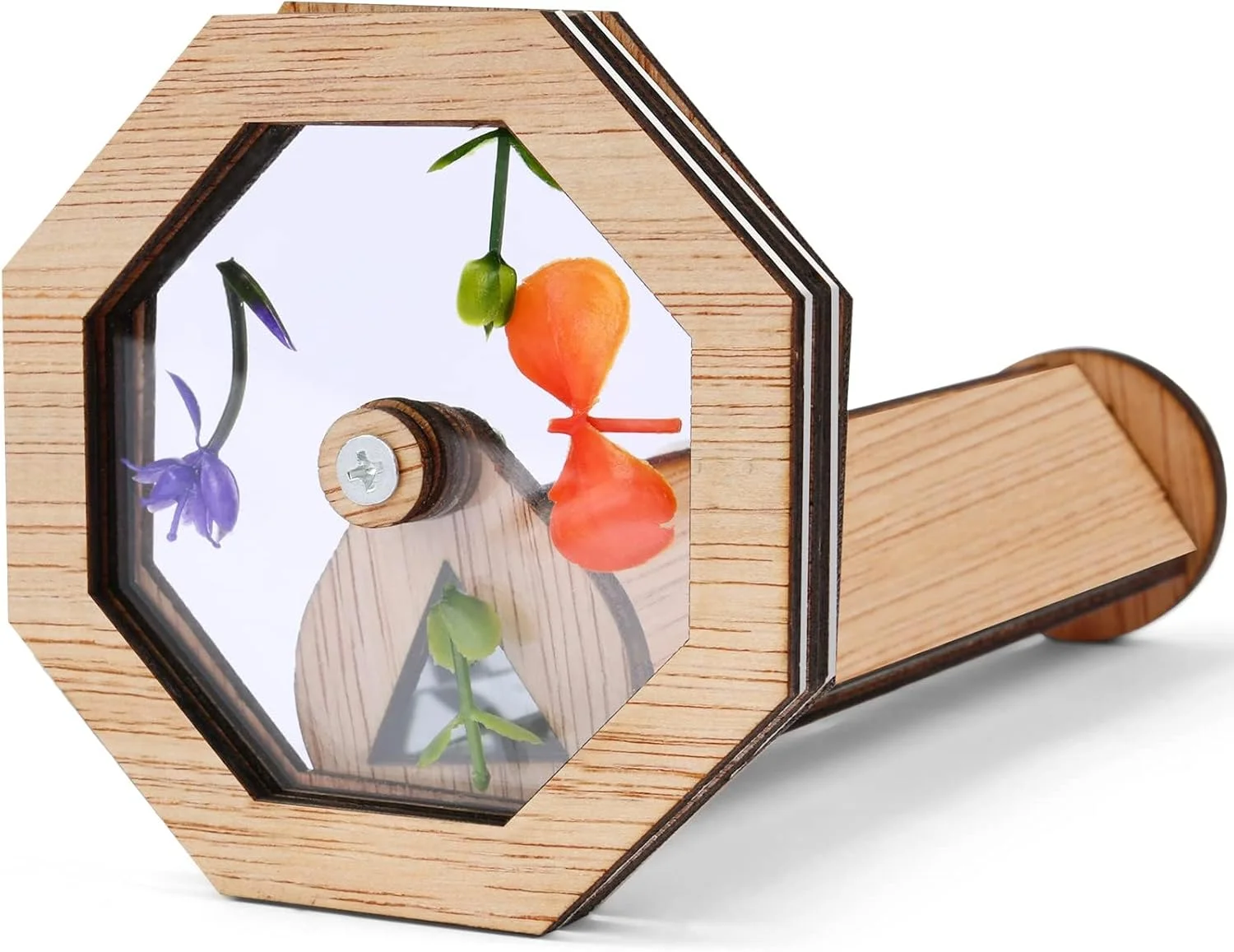 مجموعه ساختنی کالیدوسکوپ چوبی طبیعی، مجموعه ساخت جادویی چرخان کلاسیک جدید، اسباب بازی های آموزشی دست ساز برای دوستداران طبیعت، هدیه تولد