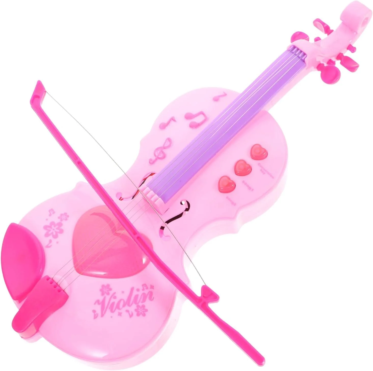 ویولن اسباب بازی کنسرت تقلیدی، ویولن آموزشی صورتی برای مبتدیان، ساز موسیقی برای کودکان، اسباب بازی موسیقی پلاستیکی گلگون