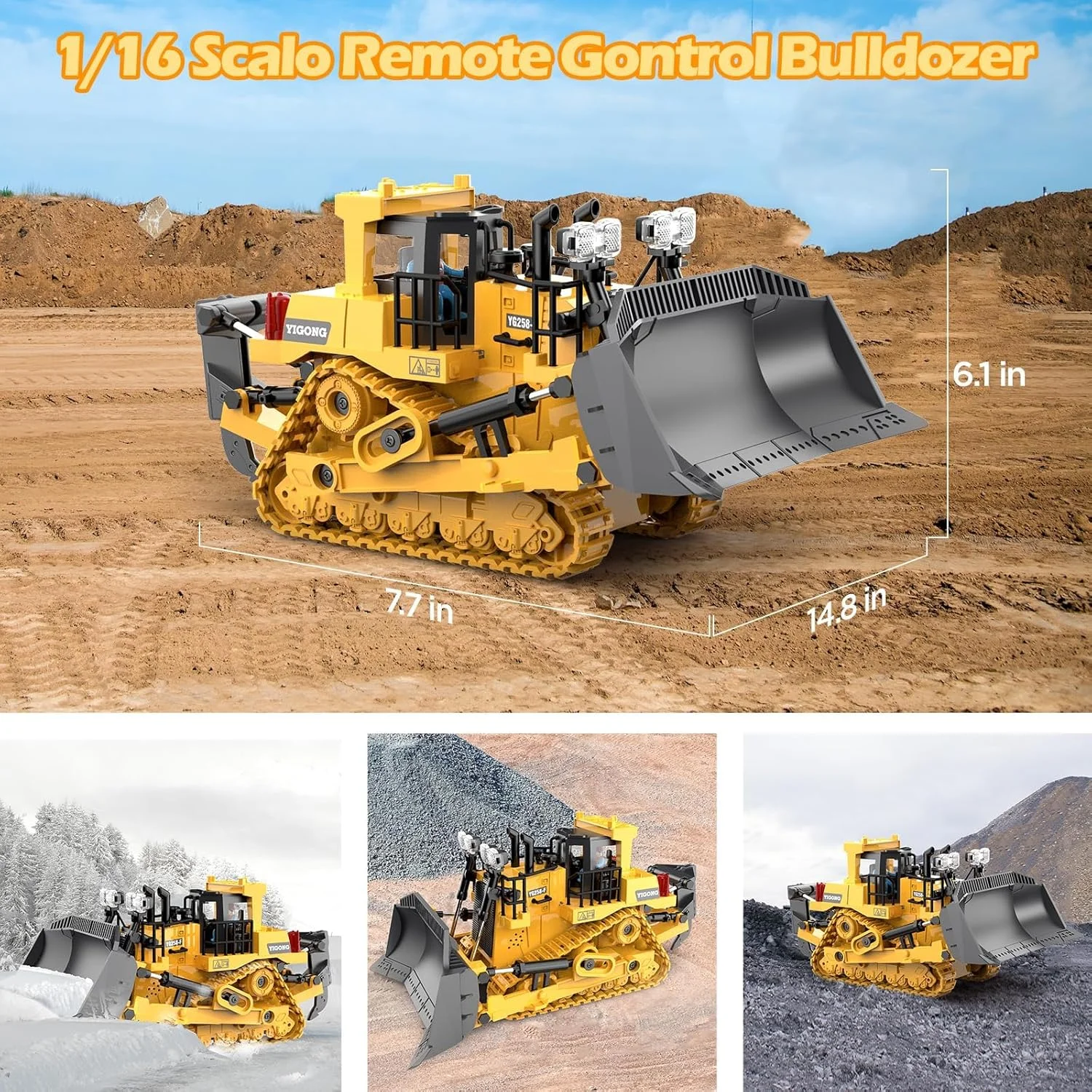 بولدوزر کنترلی تعاملی با نور و صدا - اسباب بازی ساخت و ساز کنترلی از راه دور 9 کاناله 2.4 گیگاهرتزی با نور و صدا برای کودکان 6 تا 12 سال، بادوام و آموزشی، هدیه ایده آل برای پسران بولدوزر کنترلی تعاملی با نور و صدا - اسباب بازی ساخت و ساز کنترلی از راه دور 9 کاناله 2.4 گیگاهرتزی با نور و صدا برای کودکان 6 تا 12 سال، بادوام و آموزشی، هدیه ایده آل برای پسران