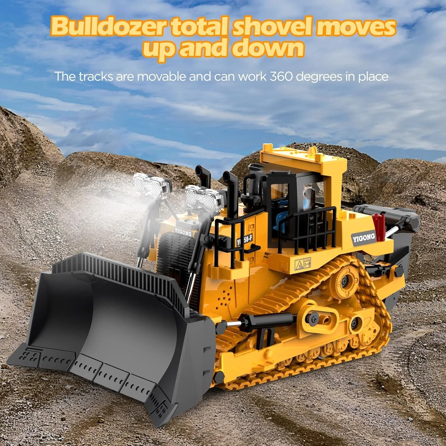 بولدوزر کنترلی تعاملی با نور و صدا - اسباب بازی ساخت و ساز کنترلی از راه دور 9 کاناله 2.4 گیگاهرتزی با نور و صدا برای کودکان 6 تا 12 سال، بادوام و آموزشی، هدیه ایده آل برای پسران بولدوزر کنترلی تعاملی با نور و صدا - اسباب بازی ساخت و ساز کنترلی از راه دور 9 کاناله 2.4 گیگاهرتزی با نور و صدا برای کودکان 6 تا 12 سال، بادوام و آموزشی، هدیه ایده آل برای پسران