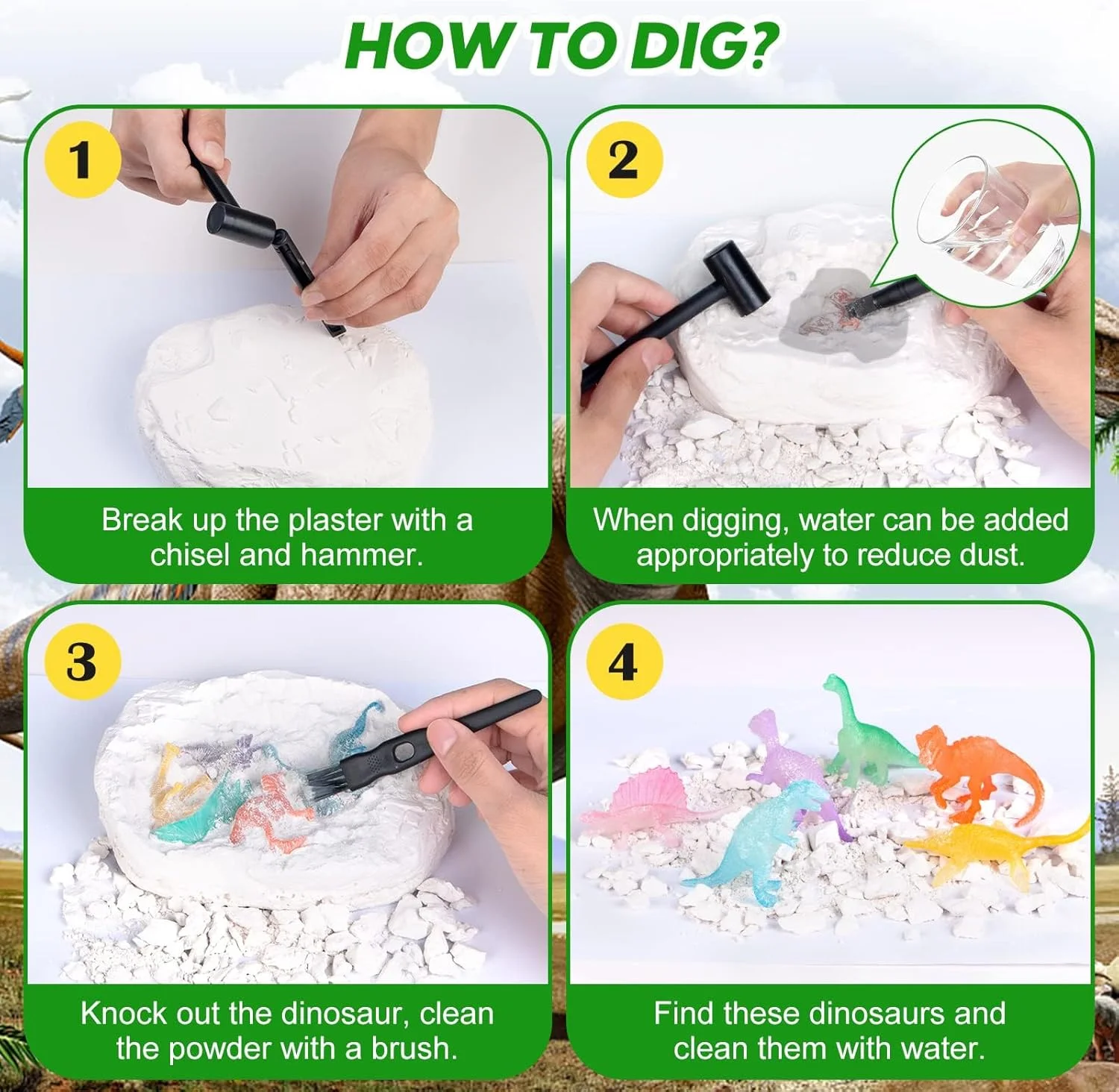 کیت حفاری دایناسور TERRIFI: کیت علمی آموزشی DIY برای کودکان، دایناسورهای واقعی منحصر به فرد را حفاری کنید، اسباب بازی ایده آل برای پسران و دختران کیت حفاری دایناسور TERRIFI: کیت علمی آموزشی DIY برای کودکان، دایناسورهای واقعی منحصر به فرد را حفاری کنید، اسباب بازی ایده آل برای پسران و دختران