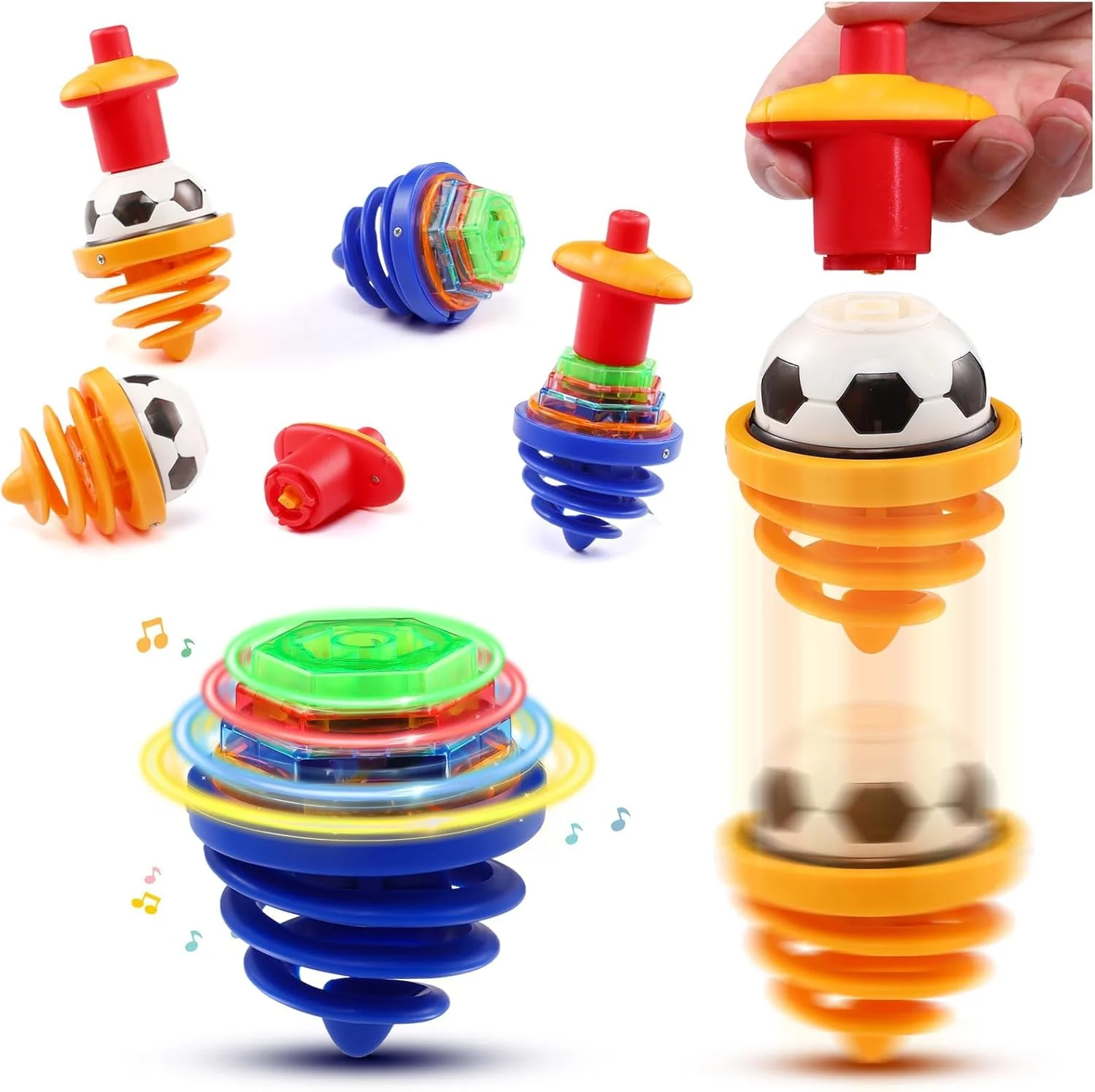 ست 2 عددی فرفره های نورانی، اسباب بازی های موزیکال شب تاب برای کودکان، پرکننده های کیسه هدیه هالووین و اسباب بازی های جعبه گنج کلاس، هدایای سرگرم کننده برای پسران و دختران