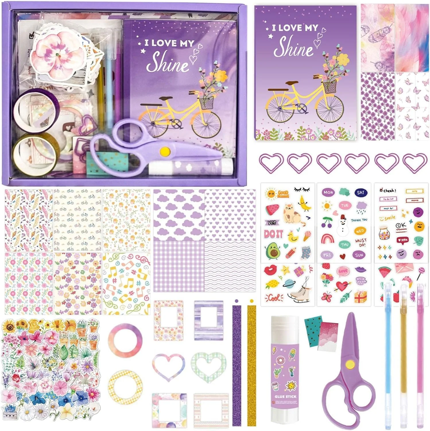 ست دفترچه خاطرات خودساز برای دختران، مجموعه اسکرپ بوک و لوازم التحریر خلاقانه برای سنین 8-12 سال، ست هنر و کاردستی برای دختران نوجوان، هدیه تولد ایده آل و اسباب بازی آموزشی