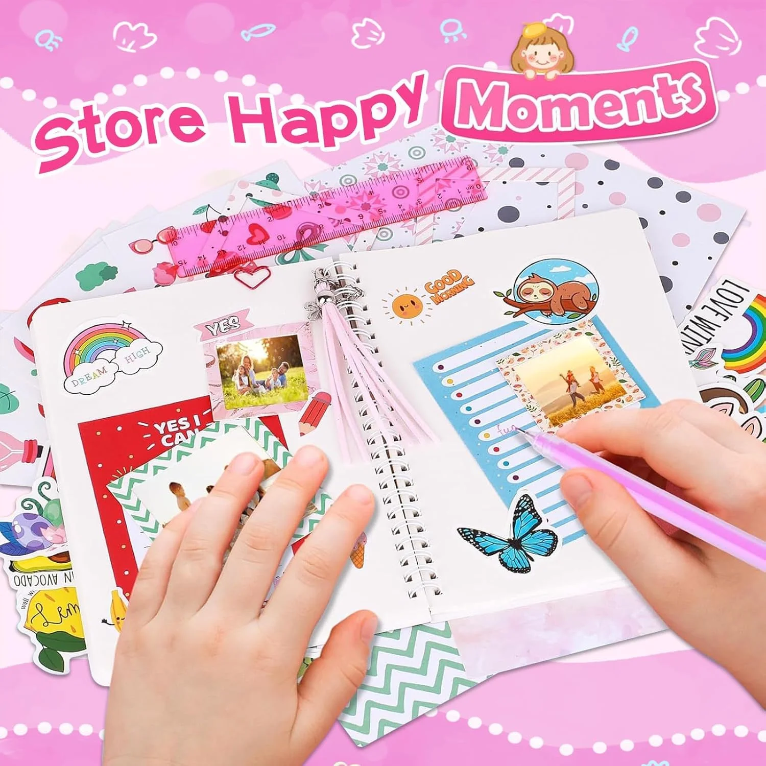 ست دفترچه خاطرات خودساز برای دختران، مجموعه اسکرپ بوک و لوازم التحریر خلاقانه برای سنین 8-12 سال، ست هنر و کاردستی برای دختران نوجوان، هدیه تولد ایده آل و اسباب بازی آموزشی