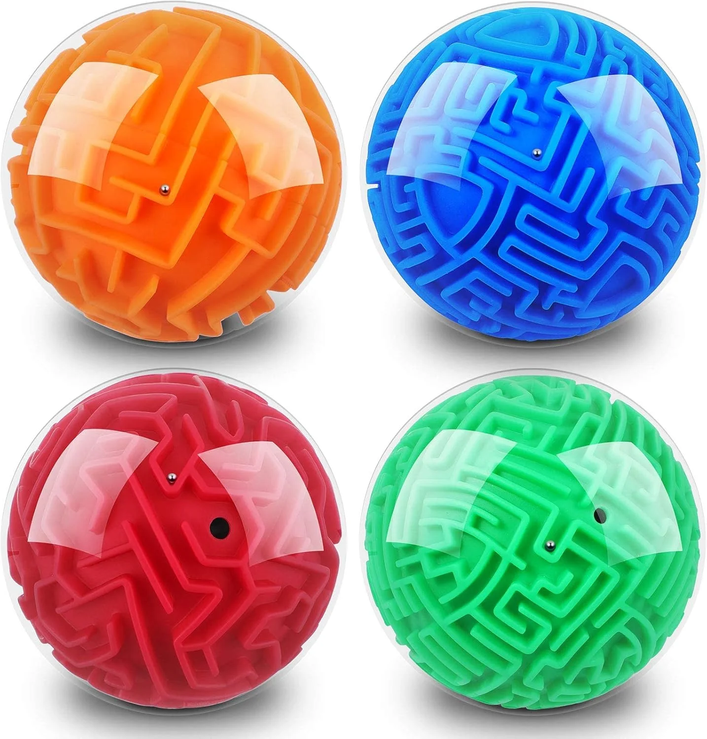 مجموعه 4 عددی توپ هزارتوی سه بعدی، بازی فکری و آموزشی برای بزرگسالان، نوجوانان و علاقه مندان به چالش