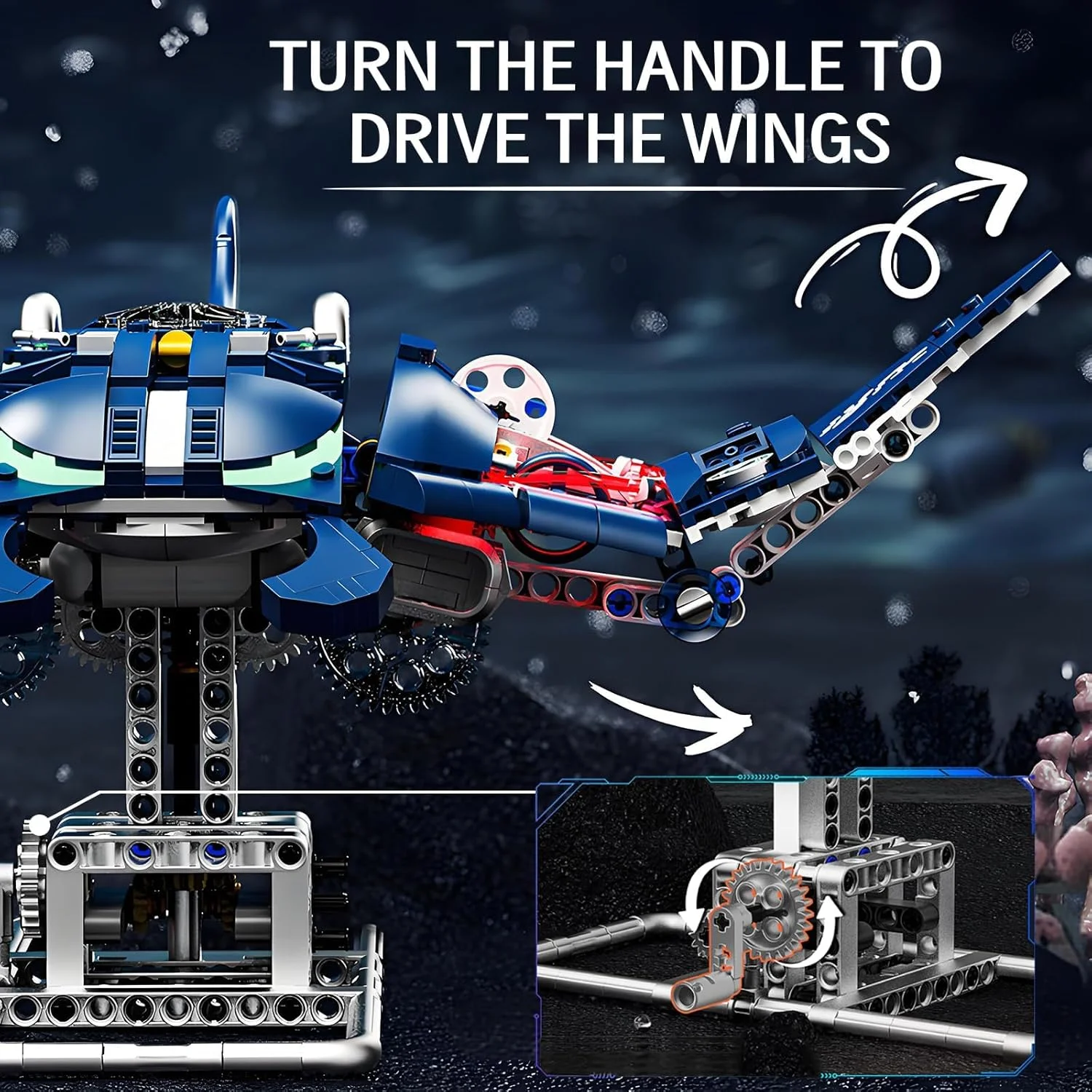 مجموعه بلوک ساختنی ماهی شیطانی مکانیکی - مدل حیوان ماهی اقیانوسی 966 قطعه با بال های چرخان، ذرات درخشان و پایه نمایشگر، هدیه آموزشی STEM برای نوجوانان و کودکان مجموعه بلوک ساختنی ماهی شیطانی مکانیکی - مدل حیوان ماهی اقیانوسی 966 قطعه با بال های چرخان، ذرات درخشان و پایه نمایشگر، هدیه آموزشی STEM برای نوجوانان و کودکان