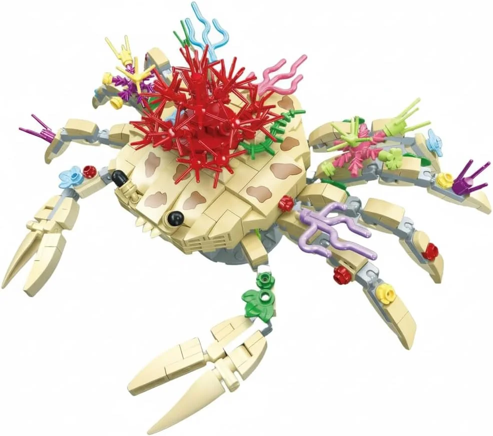 میکرو آجر، مجموعه ساختنی اسباب بازی گیاهان حیوانات اقیانوسی خرچنگ، مدل بلوک های مجموعه گیاه شناسی حیوانات برای اسباب بازی های نوجوانان، دکوراسیون منزل و هنر اداری هدیه خلاقانه، 441 قطعه