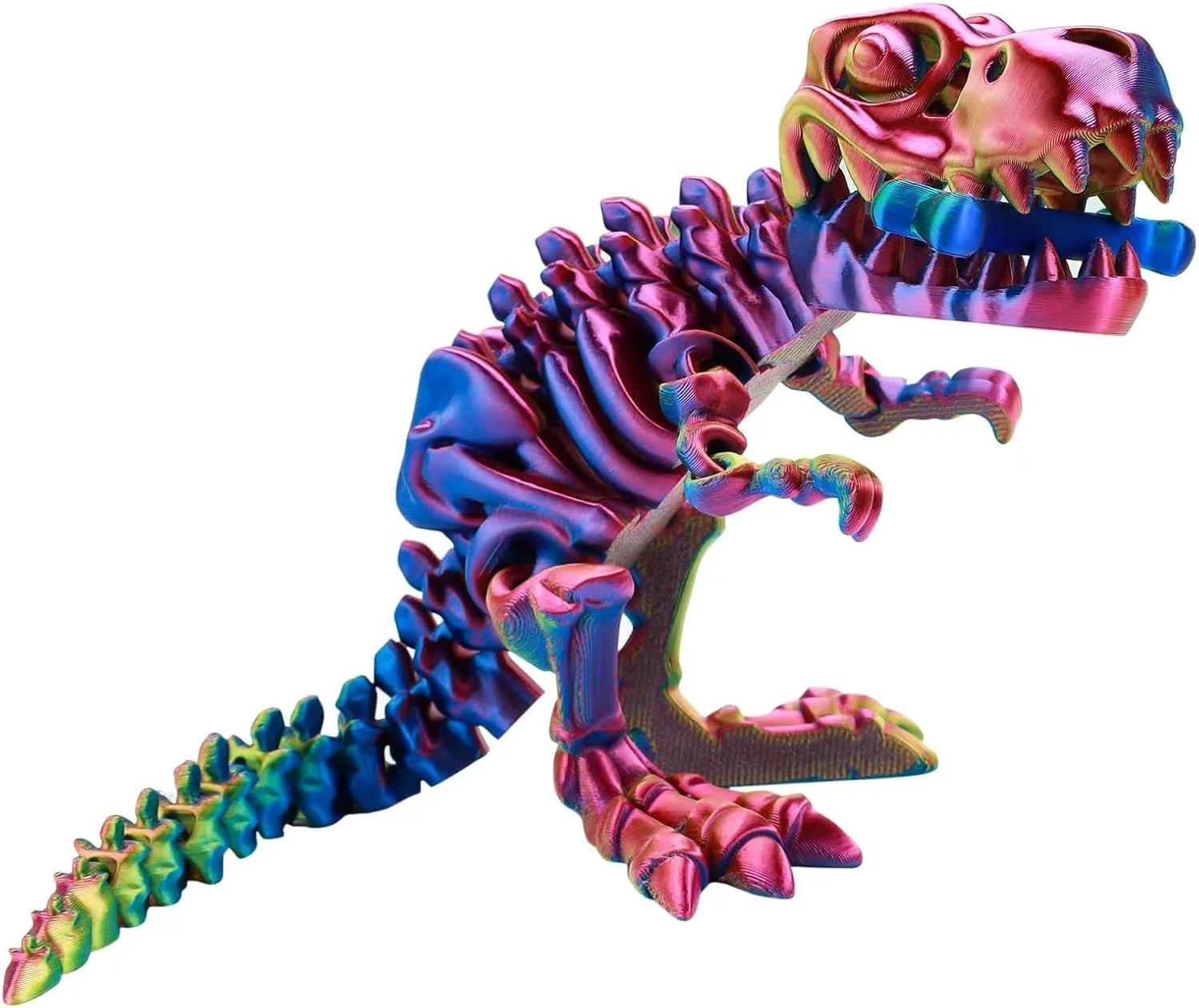 مدل اسکلت تی‌رکس مفصلی با استخوان‌های دایناسور چاپ سه‌بعدی با مفاصل انعطاف‌پذیر، اژدها و دایناسور چاپ سه‌بعدی، اسباب‌بازی ضد استرس برای بزرگسالان و کودکان، دکوری برای منزل و محل کار