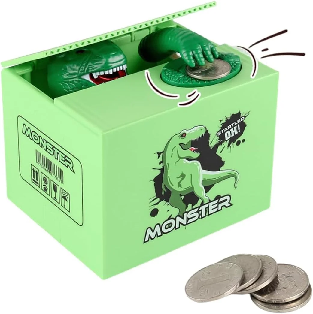 جعبه سکه دزد الکترونیکی، اسباب بازی بانک دایناسور هیولا، بانک پول متحرک موزیکال، هدیه انیمه برای پسران، دختران و کودکان