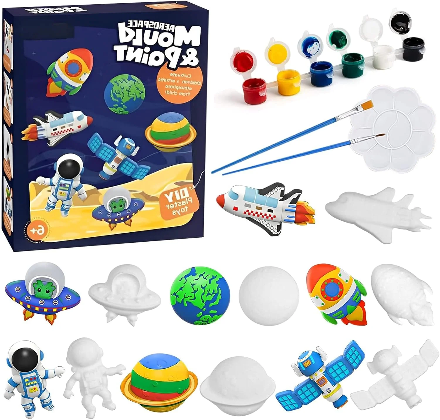 ست هنری و کاردستی کودکان - کیت نقاشی DIY، پروژه های STEM، مجسمه های رنگ آمیزی خودتان، کیت نقاشی سرامیک برای کودکان - هدیه روز کودک، تولد، جشنواره برای اسباب بازی DIY سن 4-6، 8-12، 6-8 (فضا)