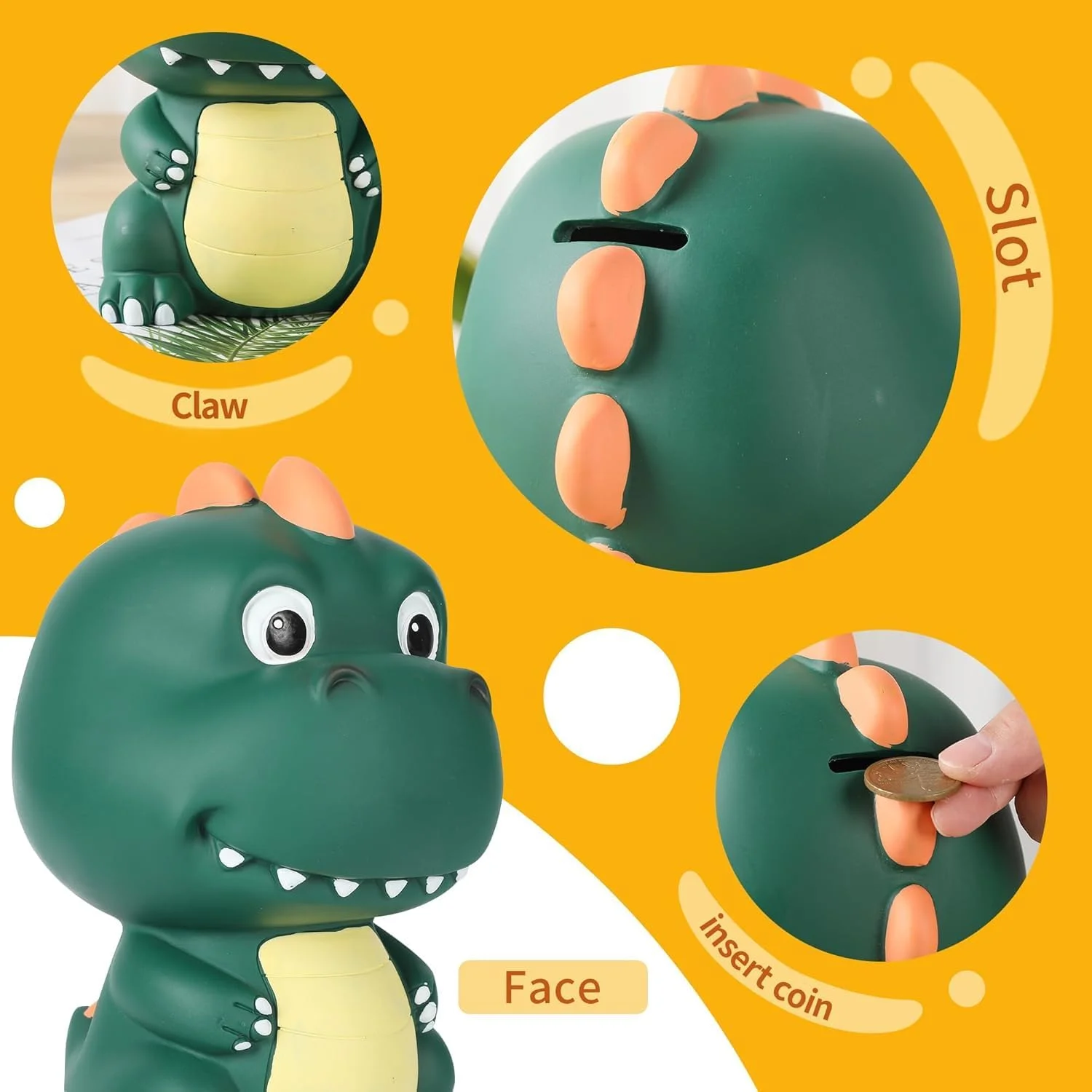 قلک دایناسور، قلک تی رکس ضد ضربه PVC با سر بزرگ، جعبه پس انداز آموزشی برای کودکان پسر و دختر، هدیه تولد و کریسمس، سبز تیره قلک دایناسور، قلک تی رکس ضد ضربه PVC با سر بزرگ، جعبه پس انداز آموزشی برای کودکان پسر و دختر، هدیه تولد و کریسمس، سبز تیره