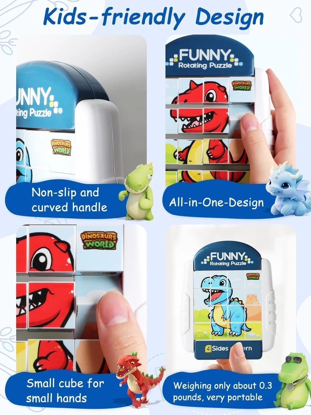 پازل های چرخشی برای کودکان 2 تا 6 سال - پازل دایناسور 16 تکه، اسباب بازی های مسافرتی و جاده ای، بازی مهارتی حرکتی ظریف، فعالیت های هواپیما، هدیه تولد پسران و دختران (چند رنگ)