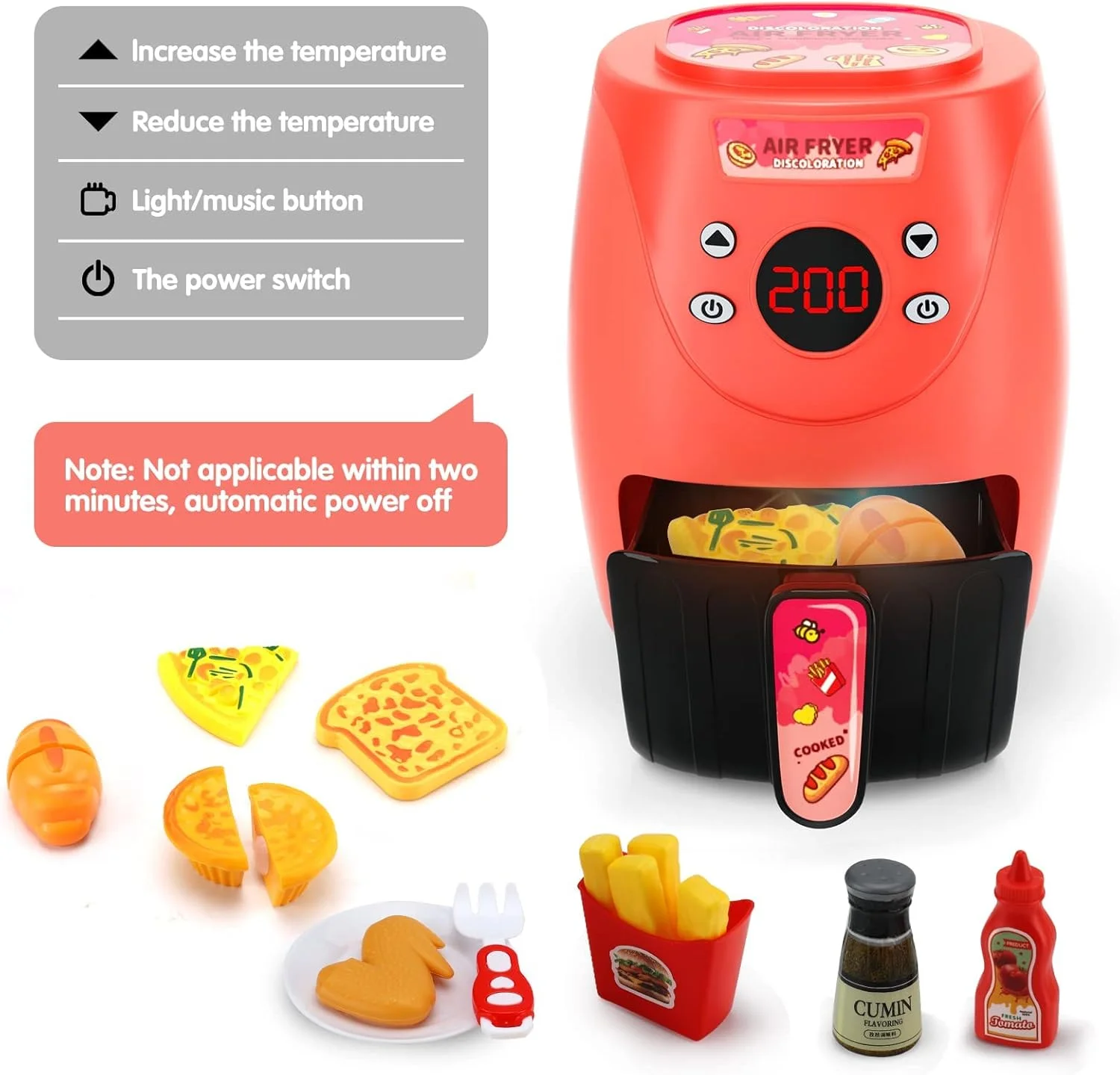 سرخ کن بادی اسباب بازی کودکان TERRIFI همراه با غذای بازی، اسباب بازی های آشپزی، ست قابلمه و تابه، اسباب بازی آشپزخانه برای کودکان 3 و 4 ساله، هدیه برای دختران و پسران