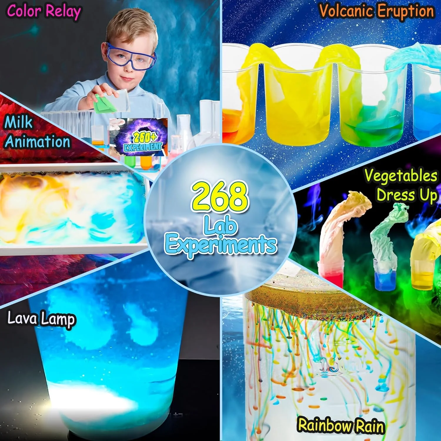 کیت های آزمایش علمی TERRIFI 268، فوران آتشفشان، پروژه های STEM شیمی، علوم جادویی، مناسب برای کودکان 6-8-12 5-8 ساله کیت های آزمایش علمی TERRIFI 268، فوران آتشفشان، پروژه های STEM شیمی، علوم جادویی، مناسب برای کودکان 6-8-12 5-8 ساله