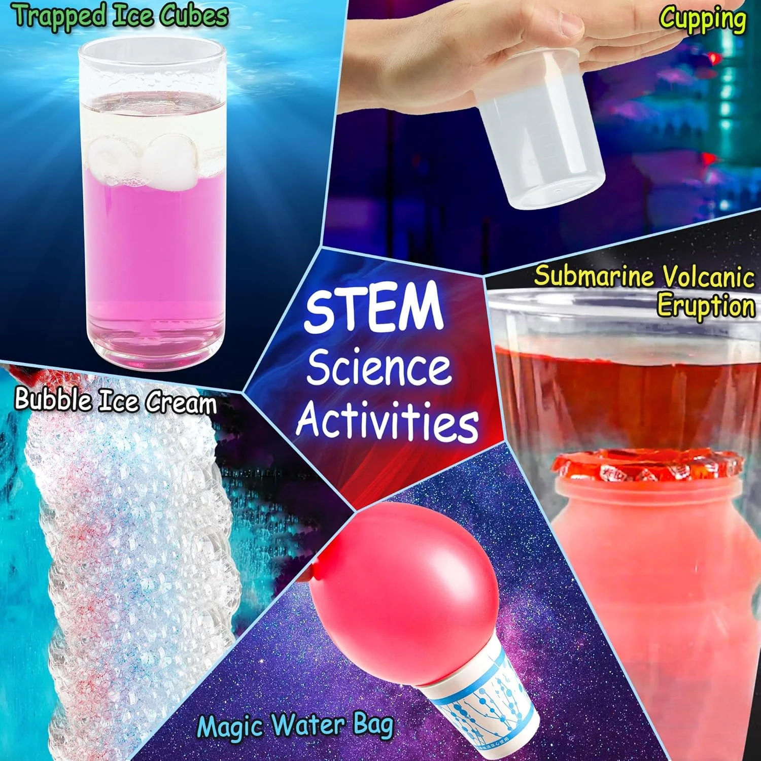 کیت های آزمایش علمی TERRIFI 268، فوران آتشفشان، پروژه های STEM شیمی، علوم جادویی، مناسب برای کودکان 6-8-12 5-8 ساله کیت های آزمایش علمی TERRIFI 268، فوران آتشفشان، پروژه های STEM شیمی، علوم جادویی، مناسب برای کودکان 6-8-12 5-8 ساله